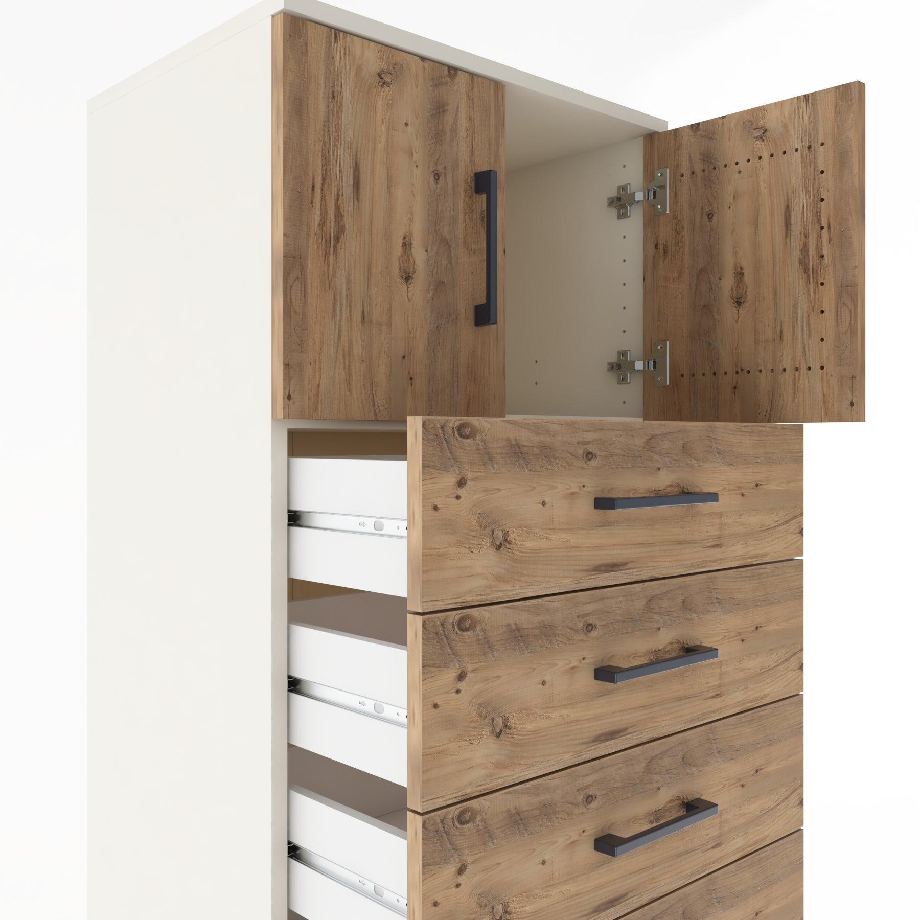 Woodntry Modular Cabinet Moonstone 60x44x170 cm with Doors and Drawers KC10-1