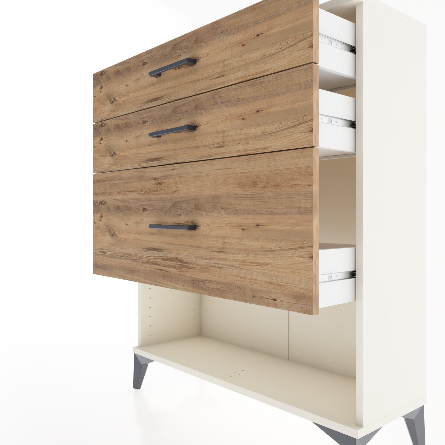 Woodntry Modular Dresser Moonstone 88x30x94 cm with Drawers and Shelves CR15-1