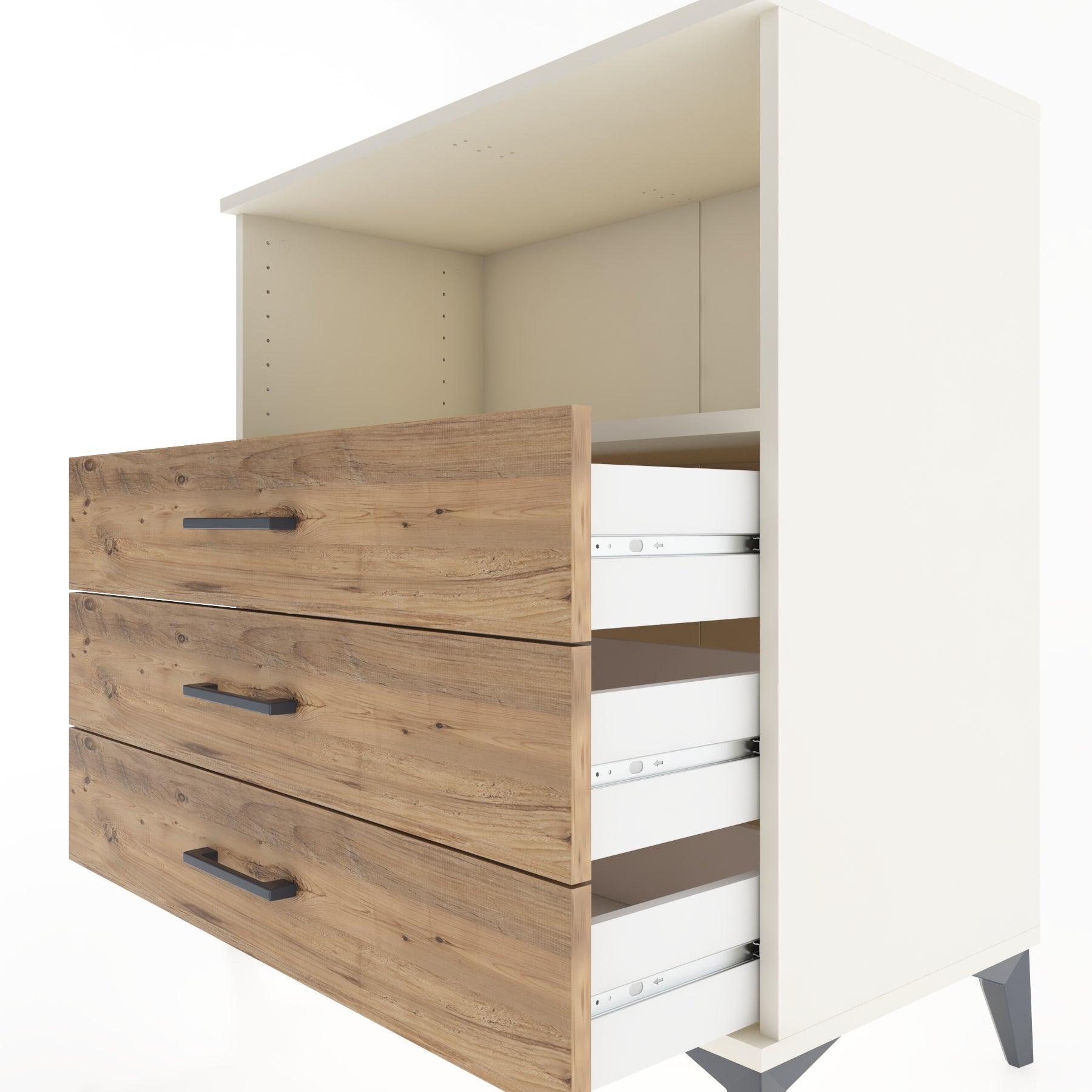Woodntry Modüler Şifonyer Aytaşı 88x44x84 cm Çekmeceli ve Raflı CR18-1