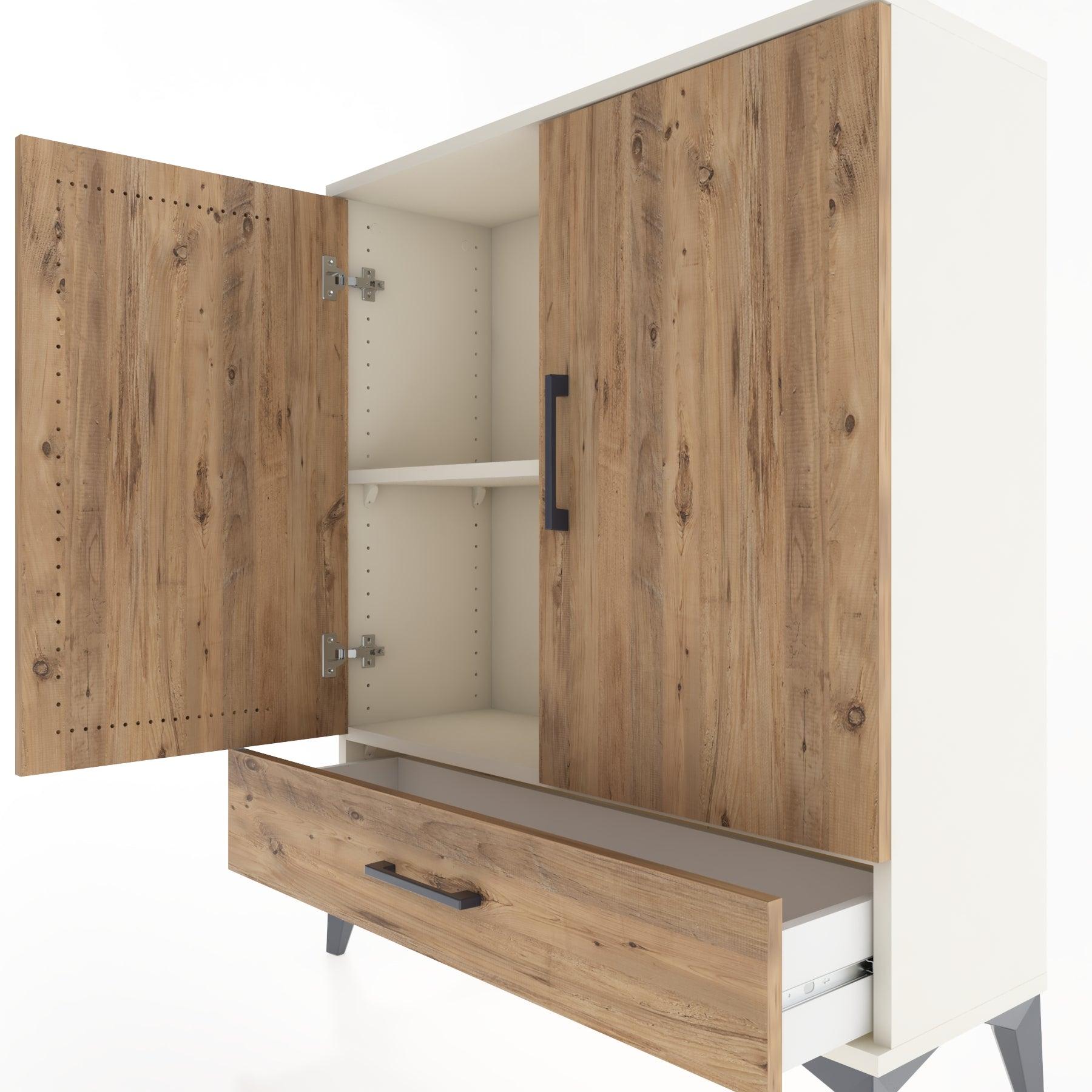 Woodntry Modüler Şifonyer Aytaşı 88x30x94 cm Kapaklı ve Çekmeceli KC2-1