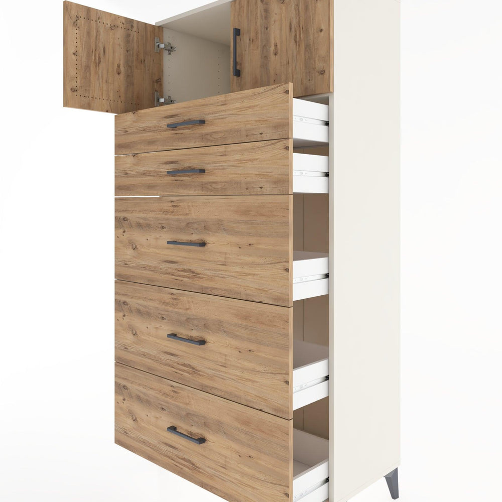 Woodntry Modular Cabinet Moonstone 88x44x170 cm with Doors and Drawers KC22-1