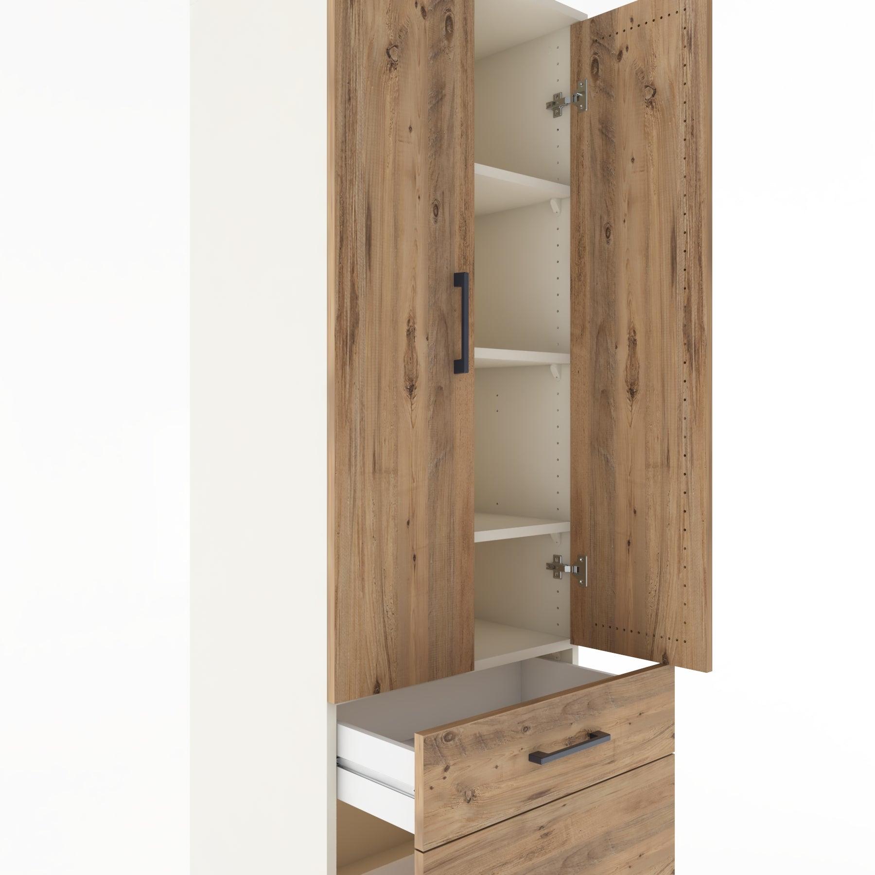 Woodntry Modular Cabinet Moonstone 60x44x170 cm with Doors and Drawers KC15-1