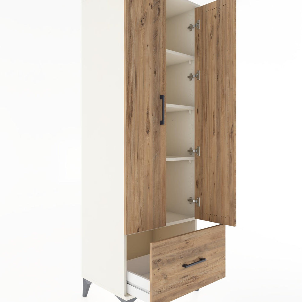 Woodntry Modüler Dolap Aytaşı 60x44x170 cm Kapaklı ve Çekmeceli KC16-1