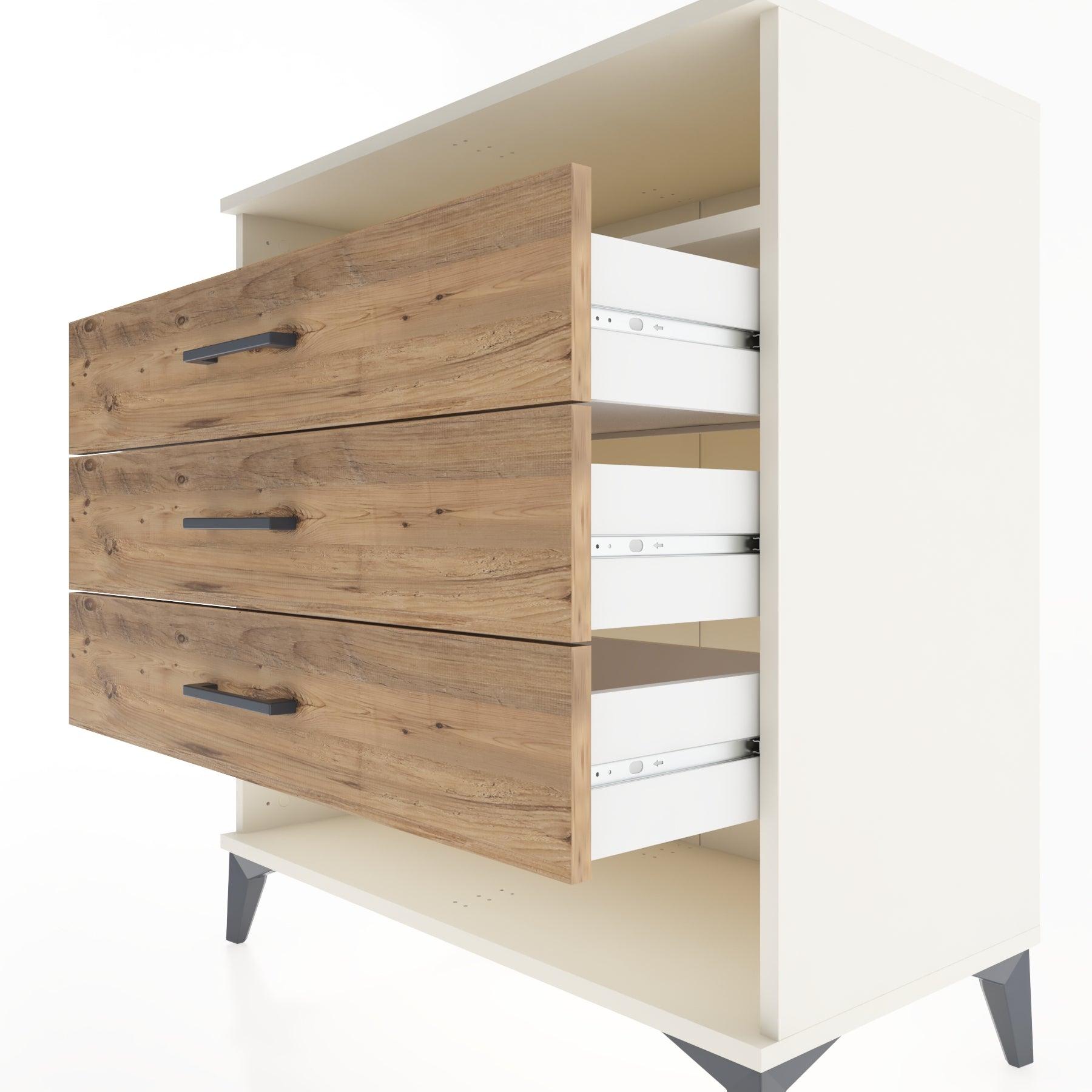 Woodntry Modüler Şifonyer Aytaşı 88x44x84 cm Çekmeceli ve Raflı CR20-1