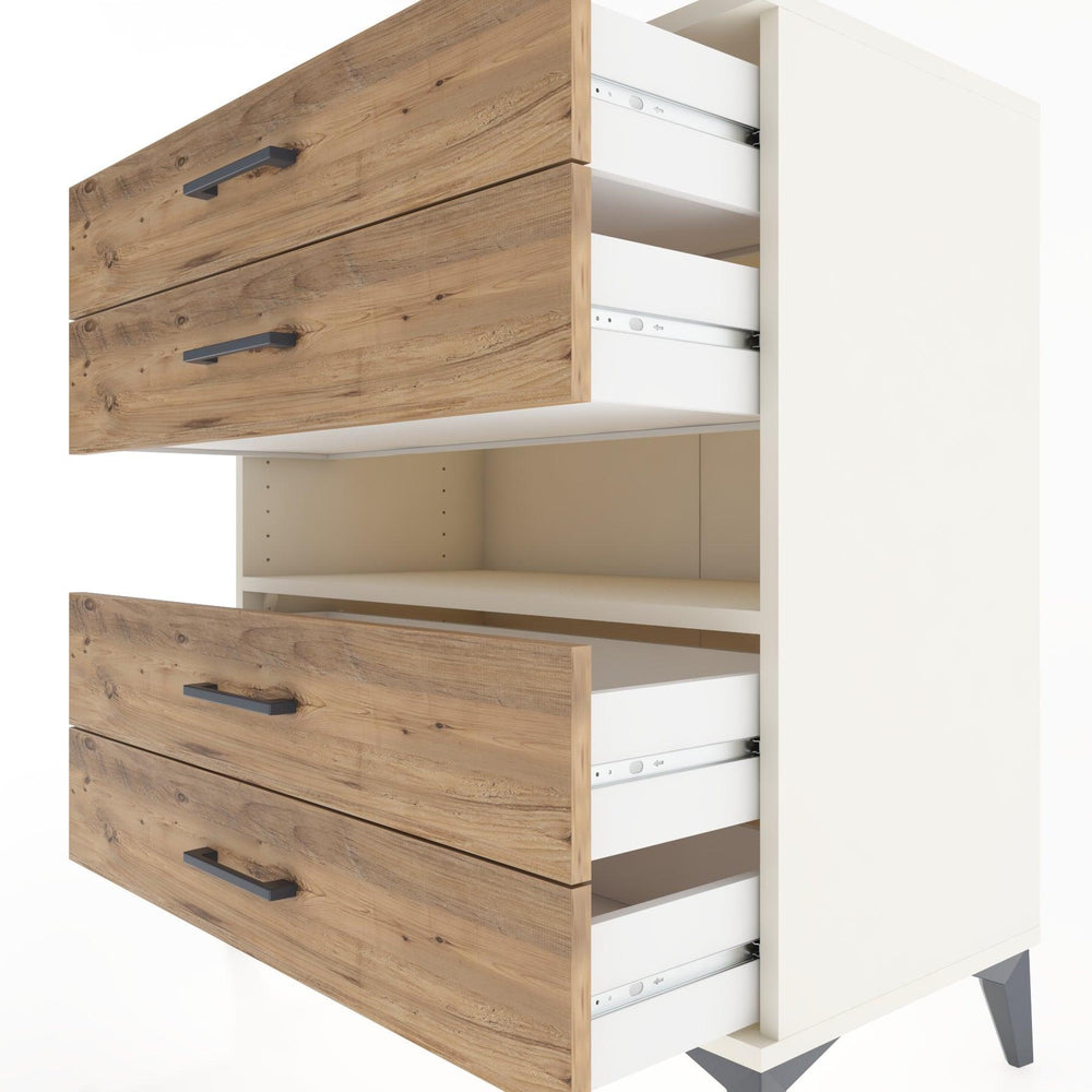 Woodntry Modüler Şifonyer Aytaşı 88x44x84 cm Çekmeceli ve Raflı CR21-1