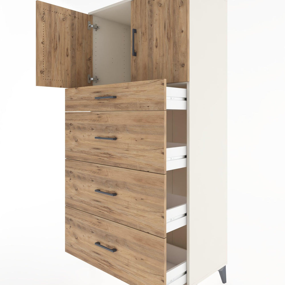 Woodntry Modular Cabinet Moonstone 88x44x170 cm with Doors and Drawers KC23-1