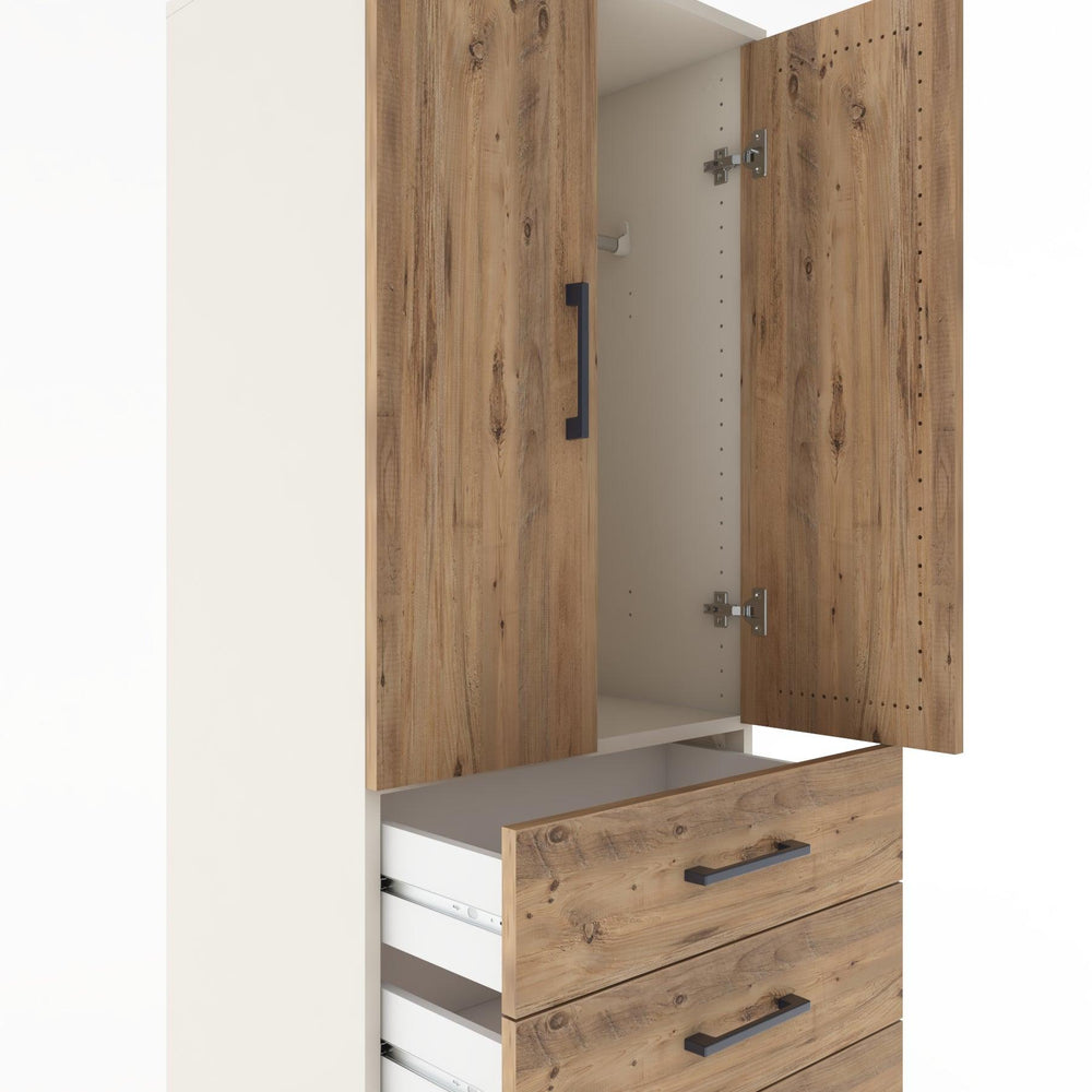 Woodntry Modular Cabinet Moonstone 60x44x170 cm with Doors and Drawers KC26-1