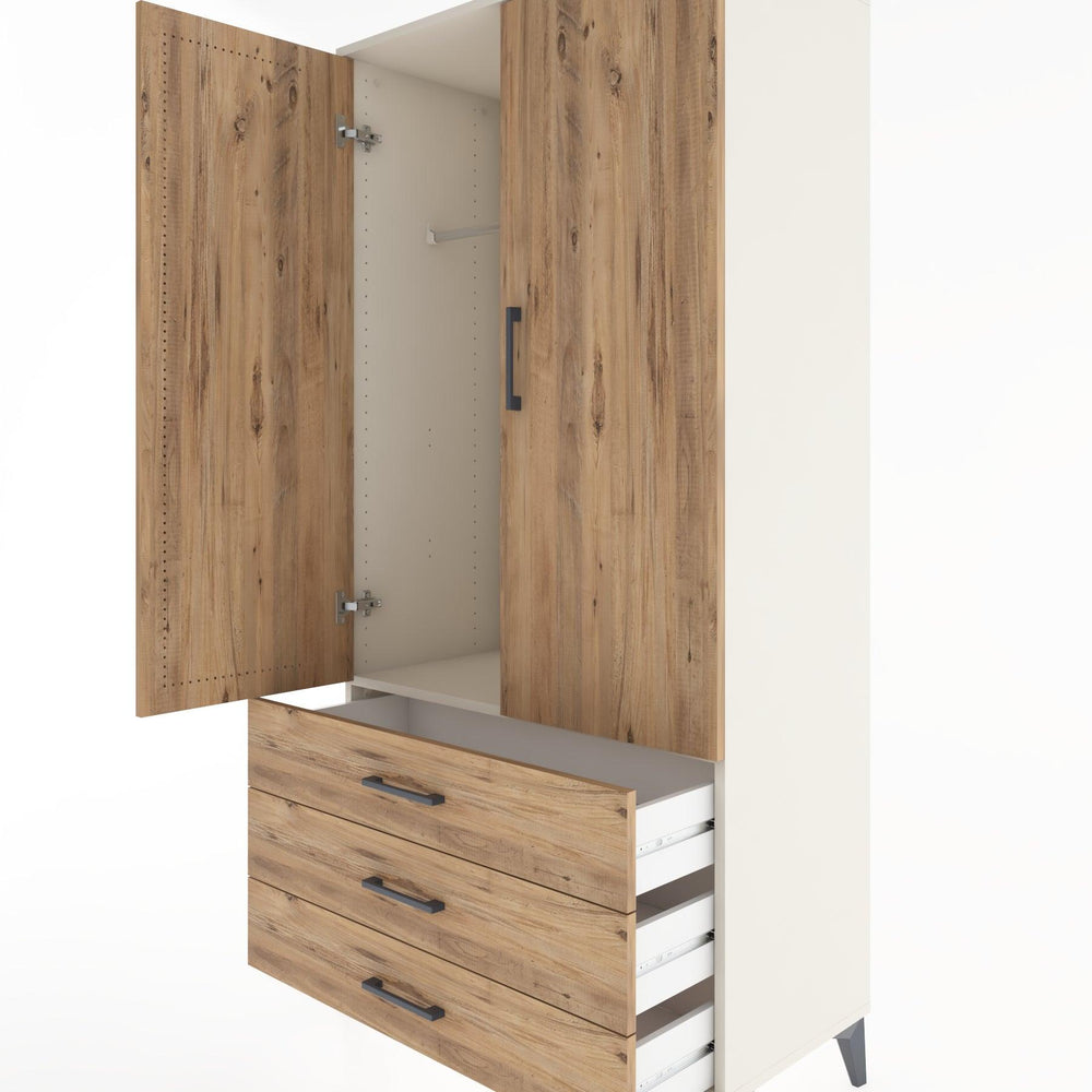 Woodntry Modular Cabinet Moonstone 88x44x170 cm with Doors and Drawers KC28-1