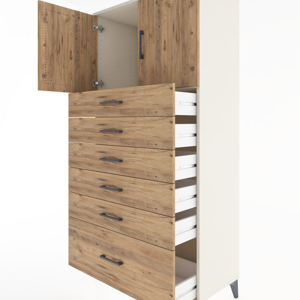 Woodntry Modular Cabinet Moonstone 88x44x170 cm with Doors and Drawers KC11-1