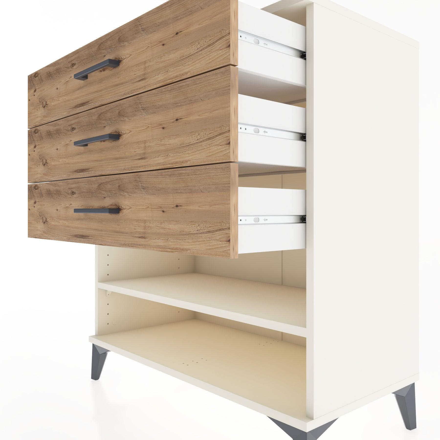 Woodntry Modüler Şifonyer Aytaşı 88x44x84 cm Çekmeceli ve Raflı CR12-1