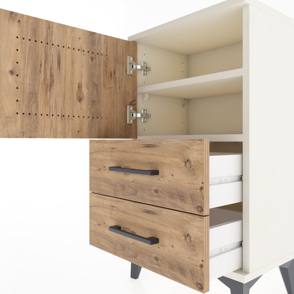 Woodntry Modüler Komodin Kapaklı 2 Çekmeceli 44x30x68 cm Aytaşı - Woodntry