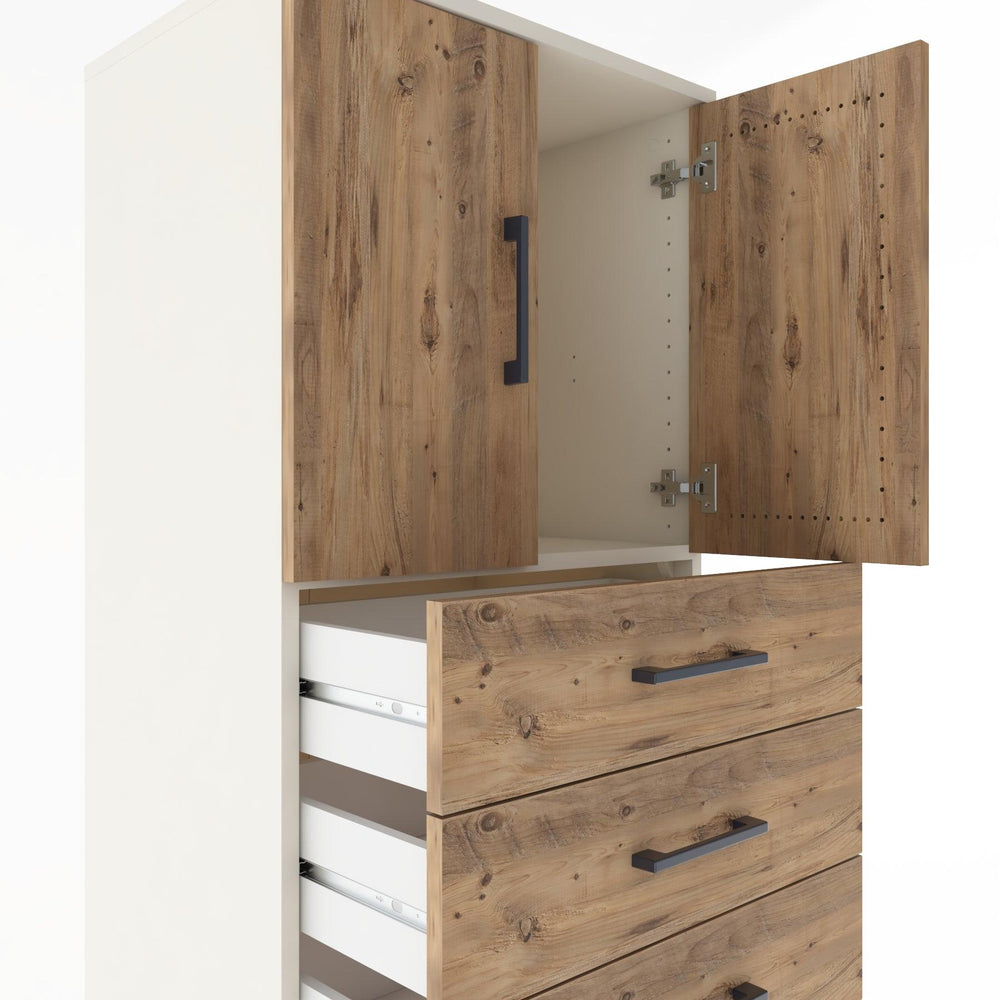 Woodntry Modular Cabinet Moonstone 60x44x170 cm with Doors and Drawers KC11-1
