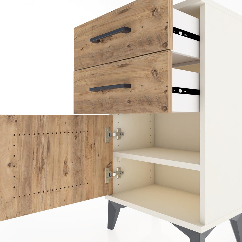 Woodntry Modüler Komodin İki Çekmece ve Kapaklı 44x30x68 cm Aytaşı - Woodntry