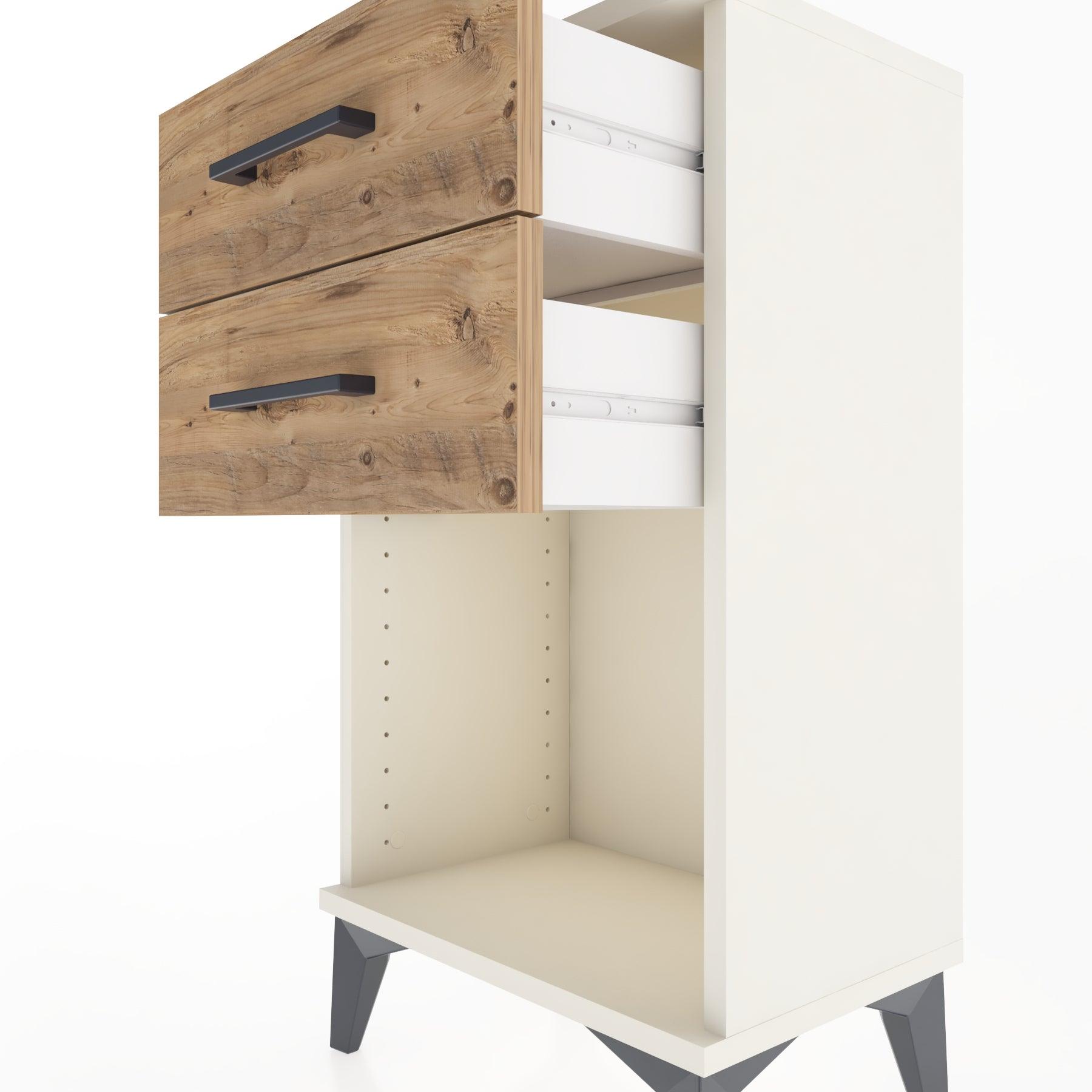 Woodntry Modüler Komodin 2 Çekmece ve Raflı V1 44x30x68 cm Aytaşı - Woodntry