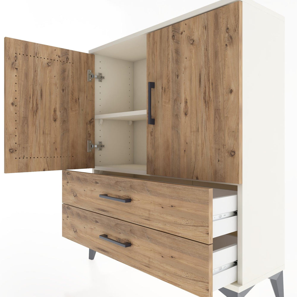 Woodntry Modüler Şifonyer Aytaşı 88x30x94 cm Kapaklı ve Çekmeceli KC6-1