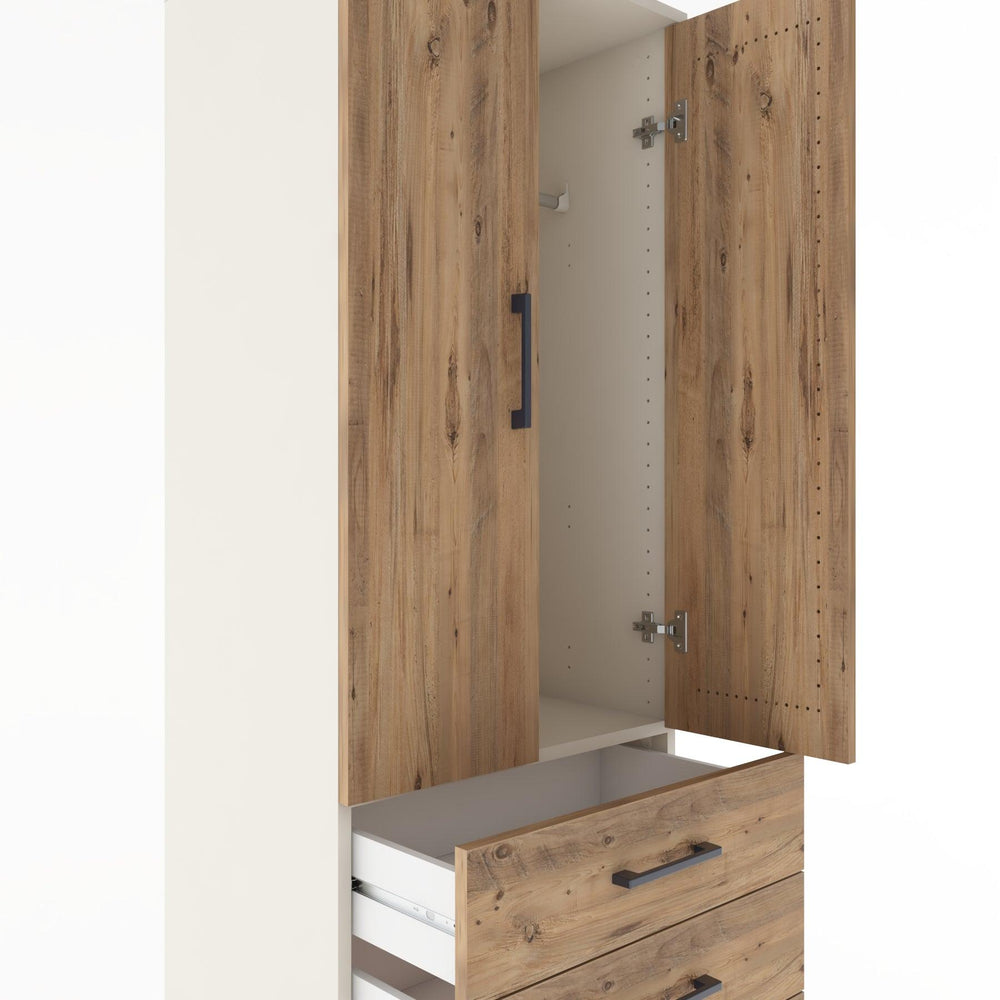 Woodntry Modular Cabinet Moonstone 60x44x170 cm with Doors and Drawers KC27-1