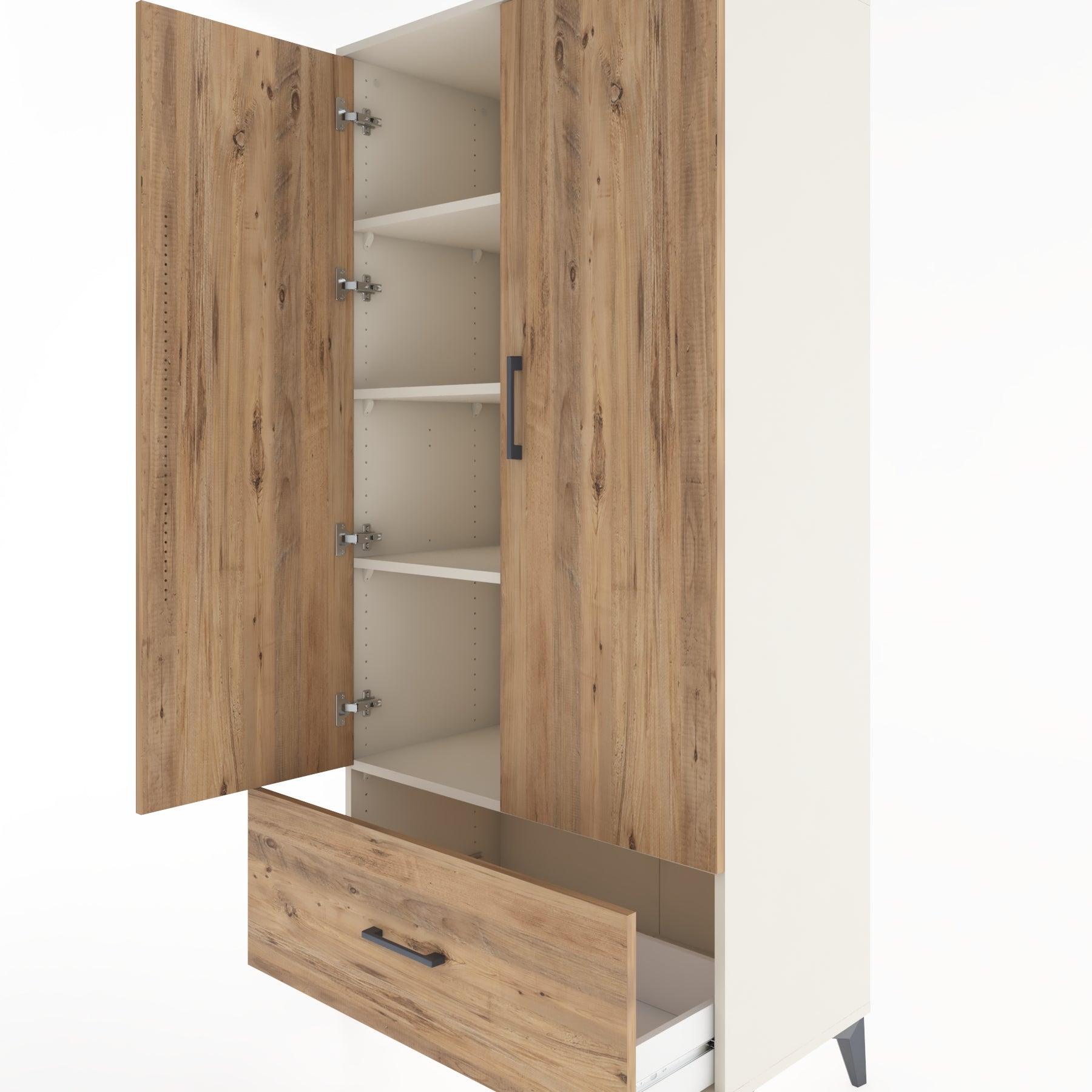 Woodntry Modular Cabinet Moonstone 88x44x170 cm with Doors and Drawers KC16-1