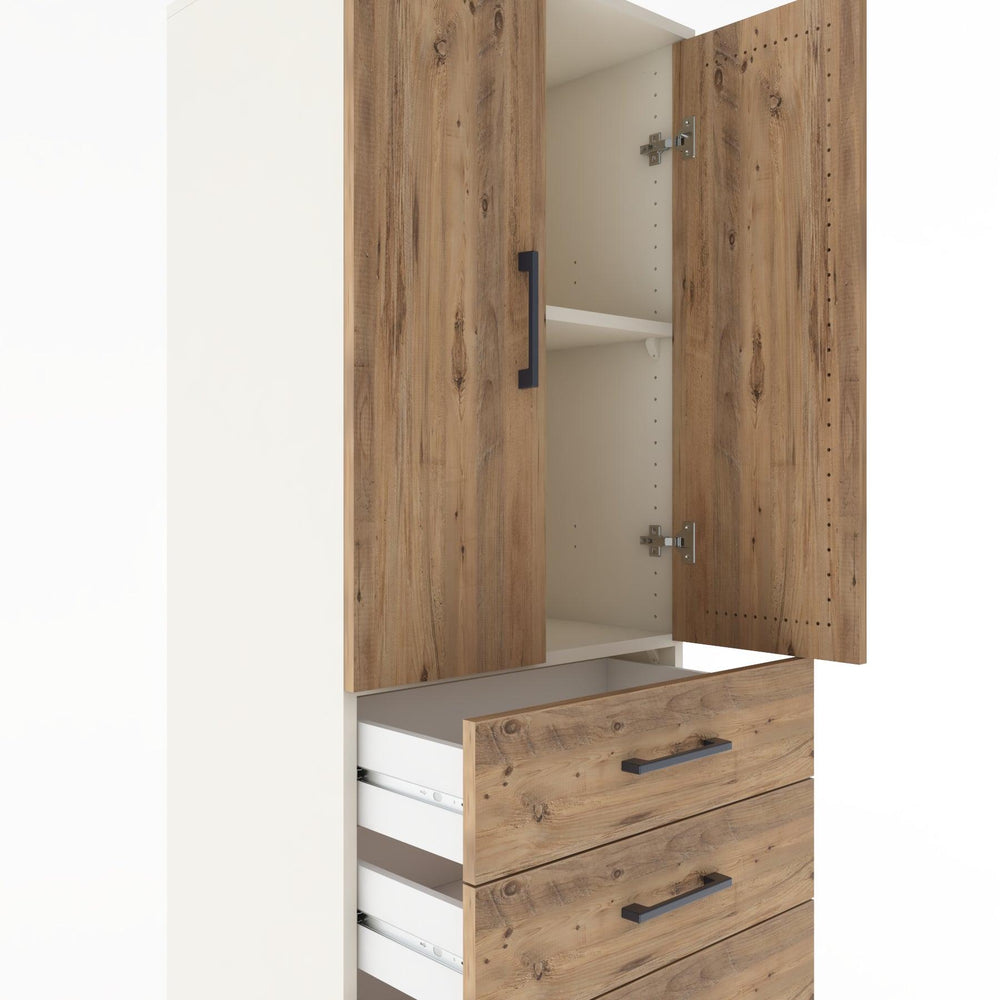 Woodntry Modular Cabinet Moonstone 60x44x170 cm with Doors and Drawers KC4-1