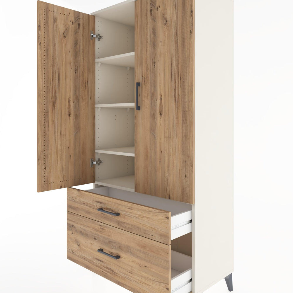Woodntry Modular Cabinet Moonstone 88x44x170 cm with Doors and Drawers KC15-1