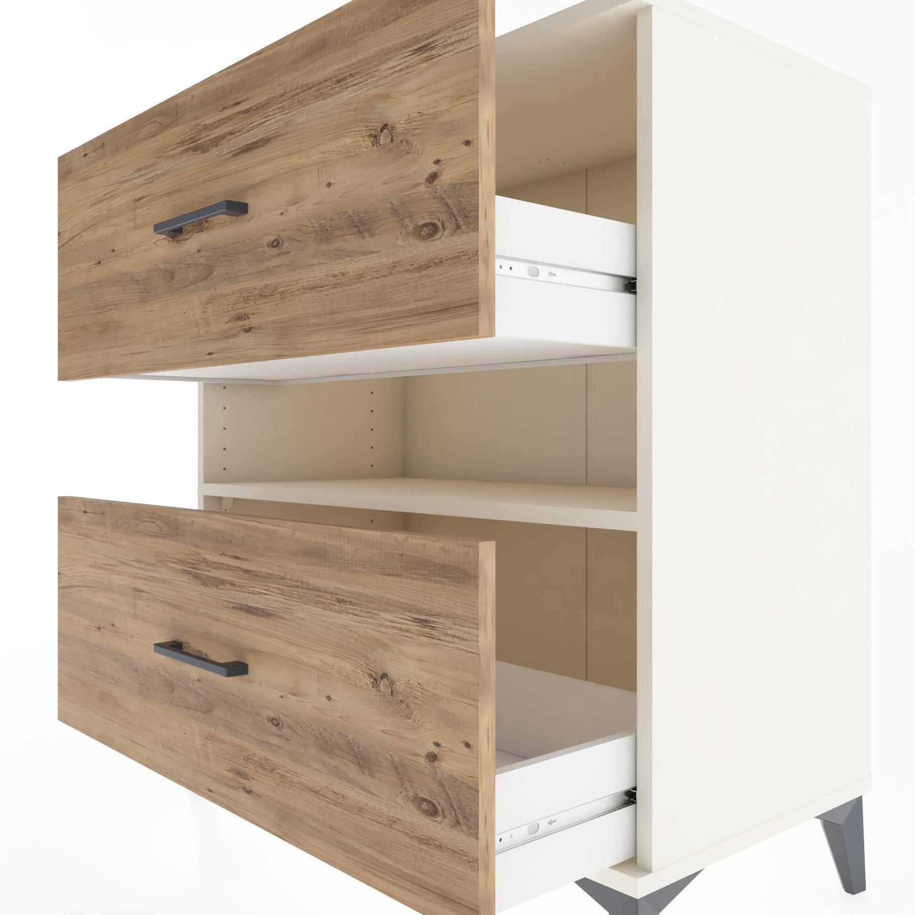 Woodntry Modüler Şifonyer Aytaşı 88x44x84 cm Çekmeceli ve Raflı CR2-1