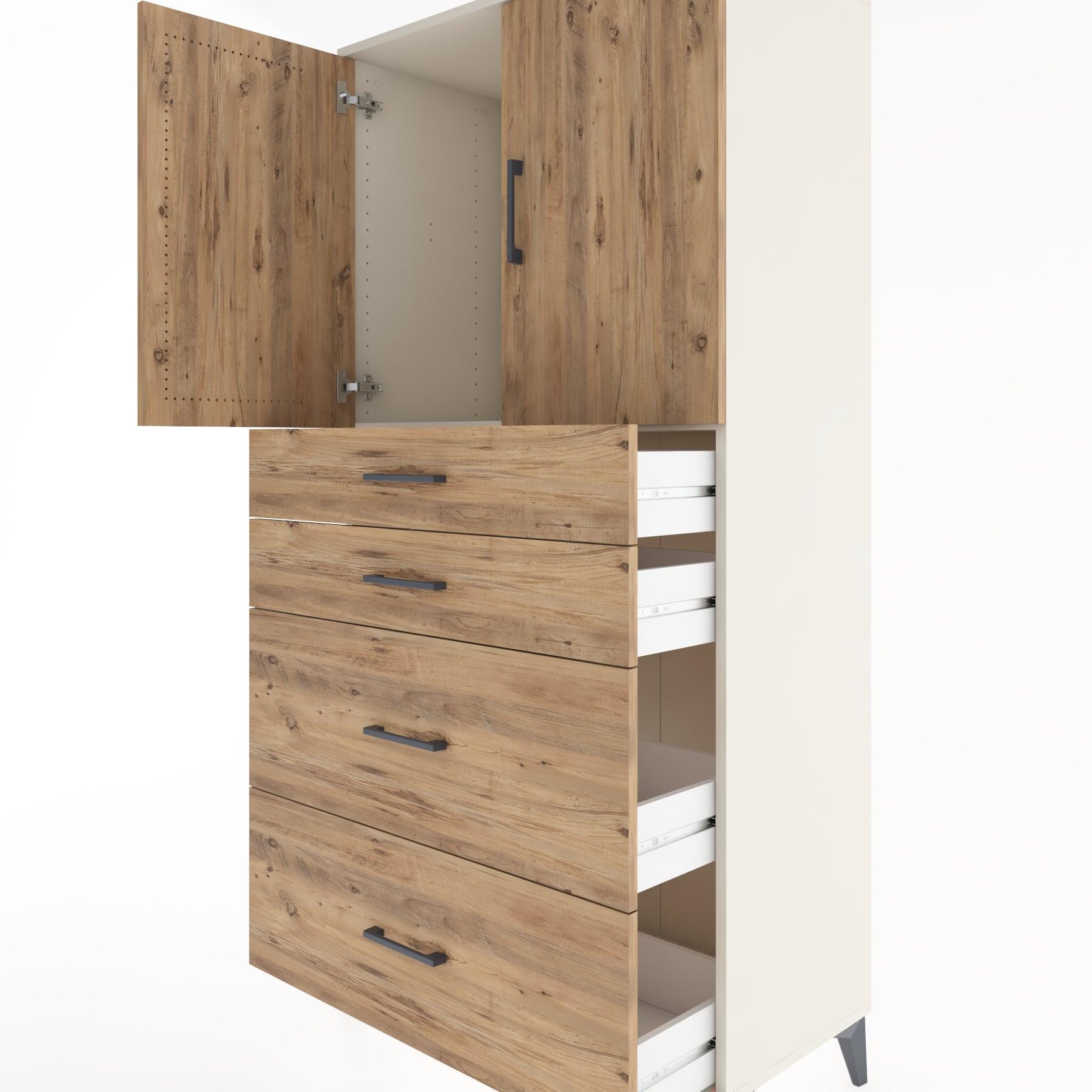 Woodntry Modular Cabinet Moonstone 88x44x170 cm with Doors and Drawers KC19-1