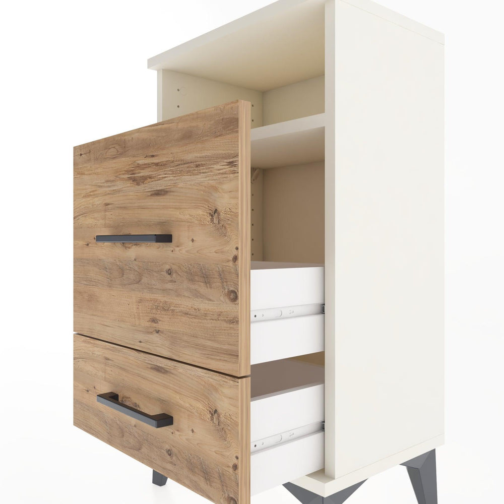 Woodntry Modüler Komodin 2 Çekmece ve Raflı V4 44x30x68 cm Aytaşı - Woodntry