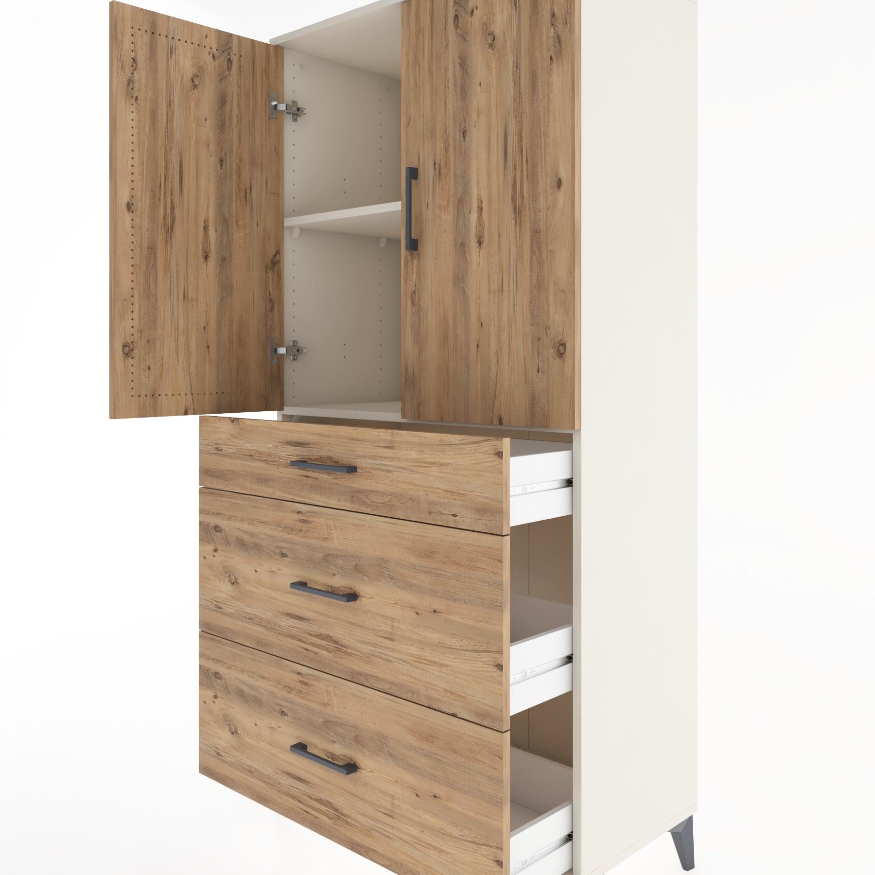 Woodntry Modular Cabinet Moonstone 88x44x170 cm with Doors and Drawers KC20-1