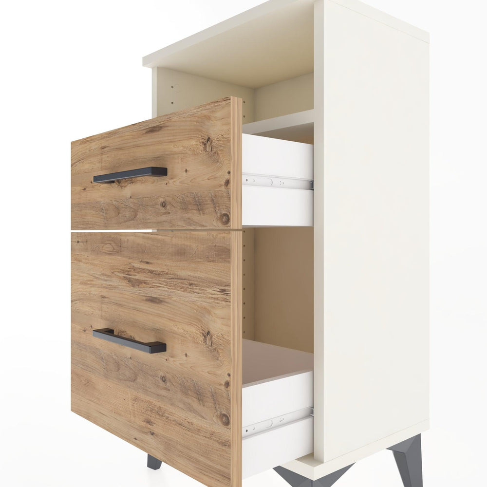 Woodntry Modüler Komodin 2 Çekmece ve Raflı V3 44x30x68 cm Aytaşı - Woodntry