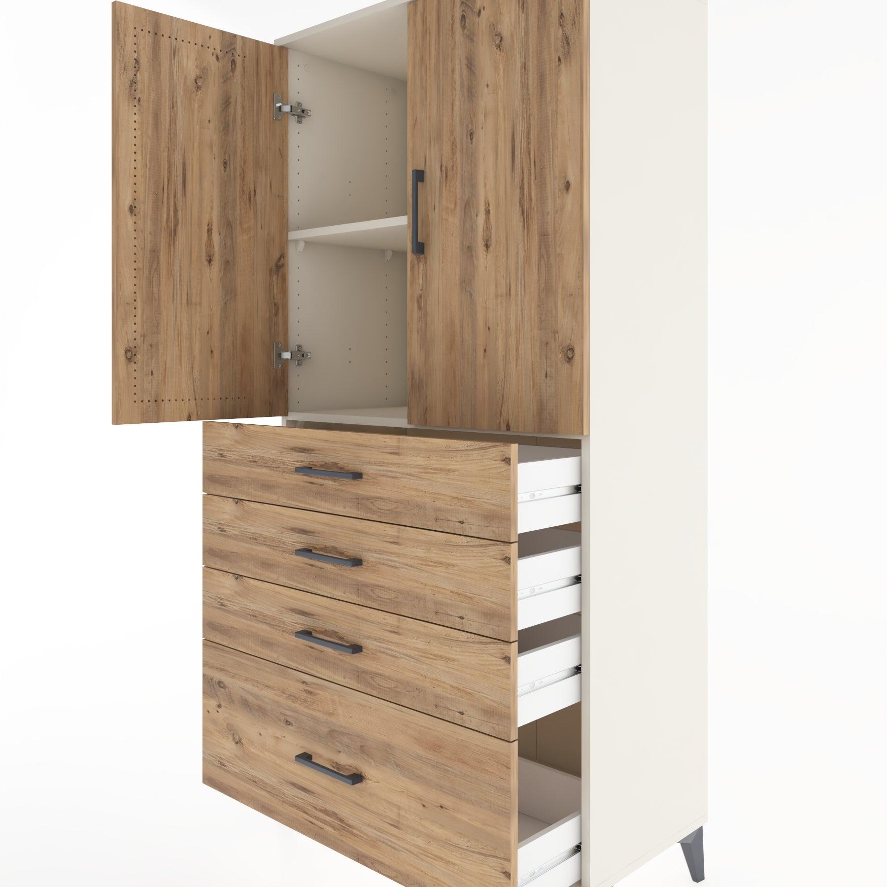 Woodntry Modular Cabinet Moonstone 88x44x170 cm with Doors and Drawers KC13-1