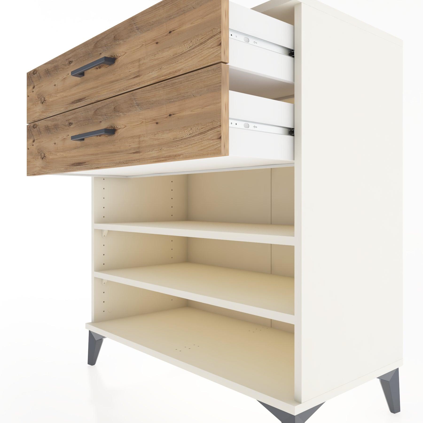 Woodntry Modüler Şifonyer Aytaşı 88x44x84 cm Çekmeceli ve Raflı CR13-1