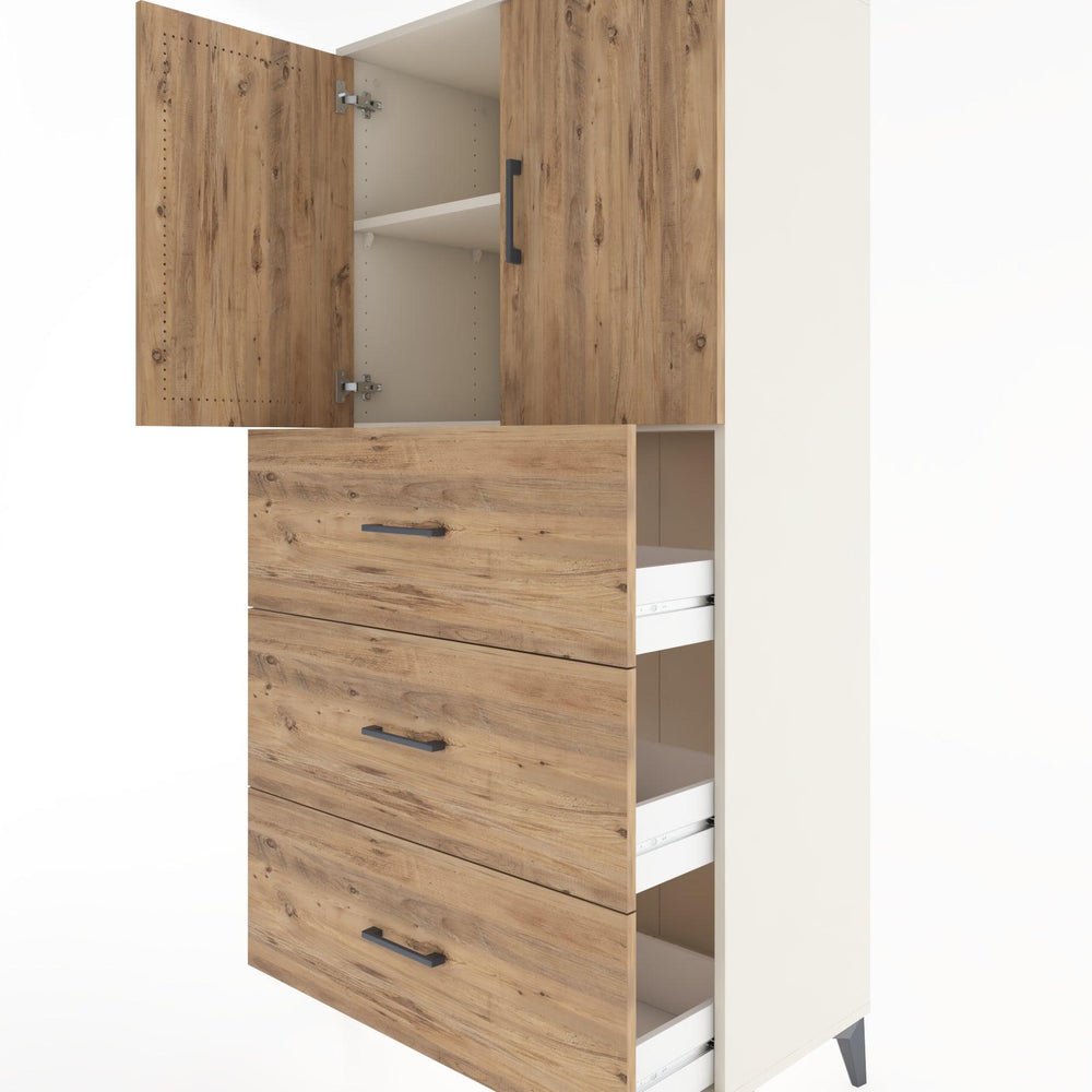 Woodntry Modular Cabinet Moonstone 88x44x170 cm with Doors and Drawers KC24-1