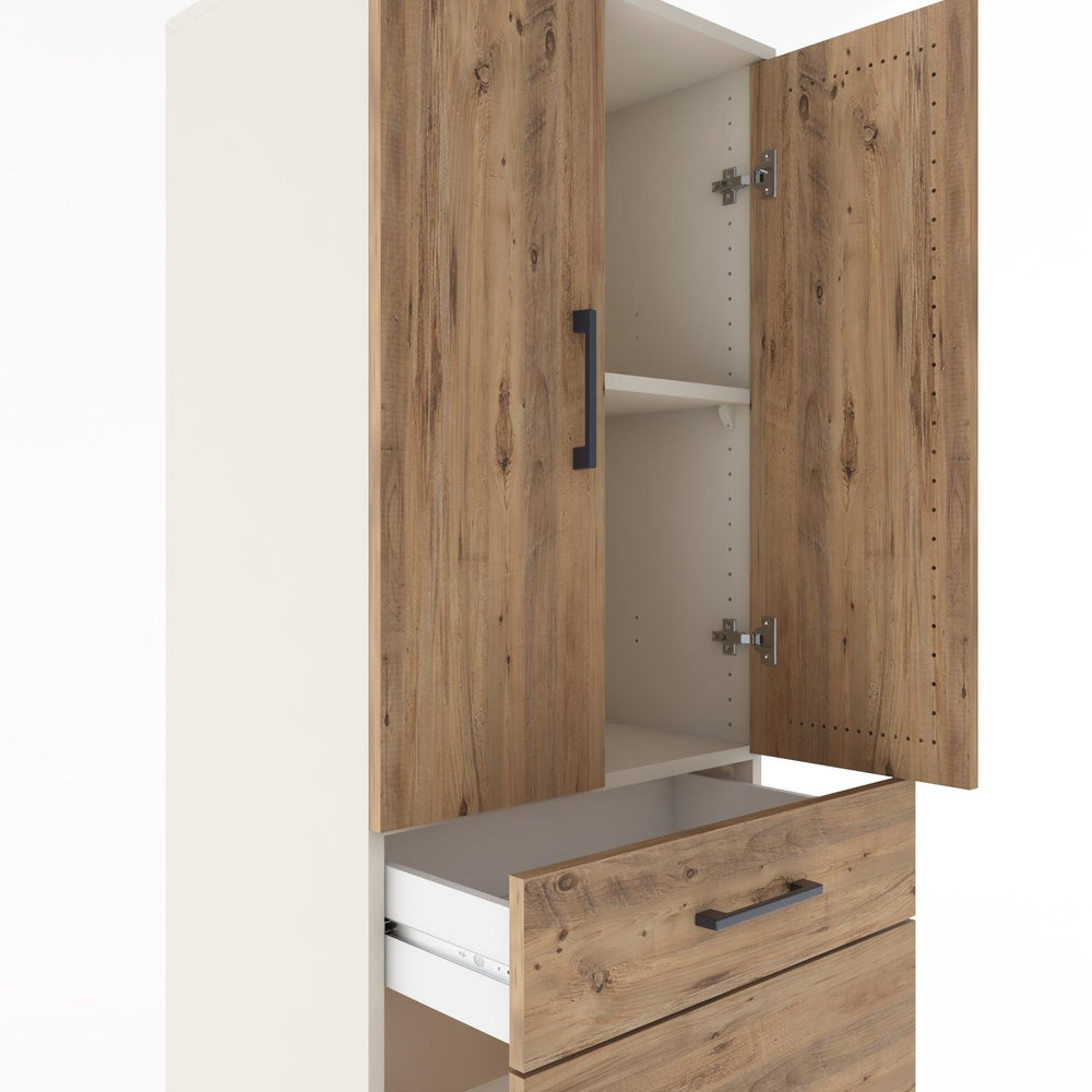 Woodntry Modüler Dolap Aytaşı 60x44x170 cm Kapaklı ve Çekmeceli KC20-1