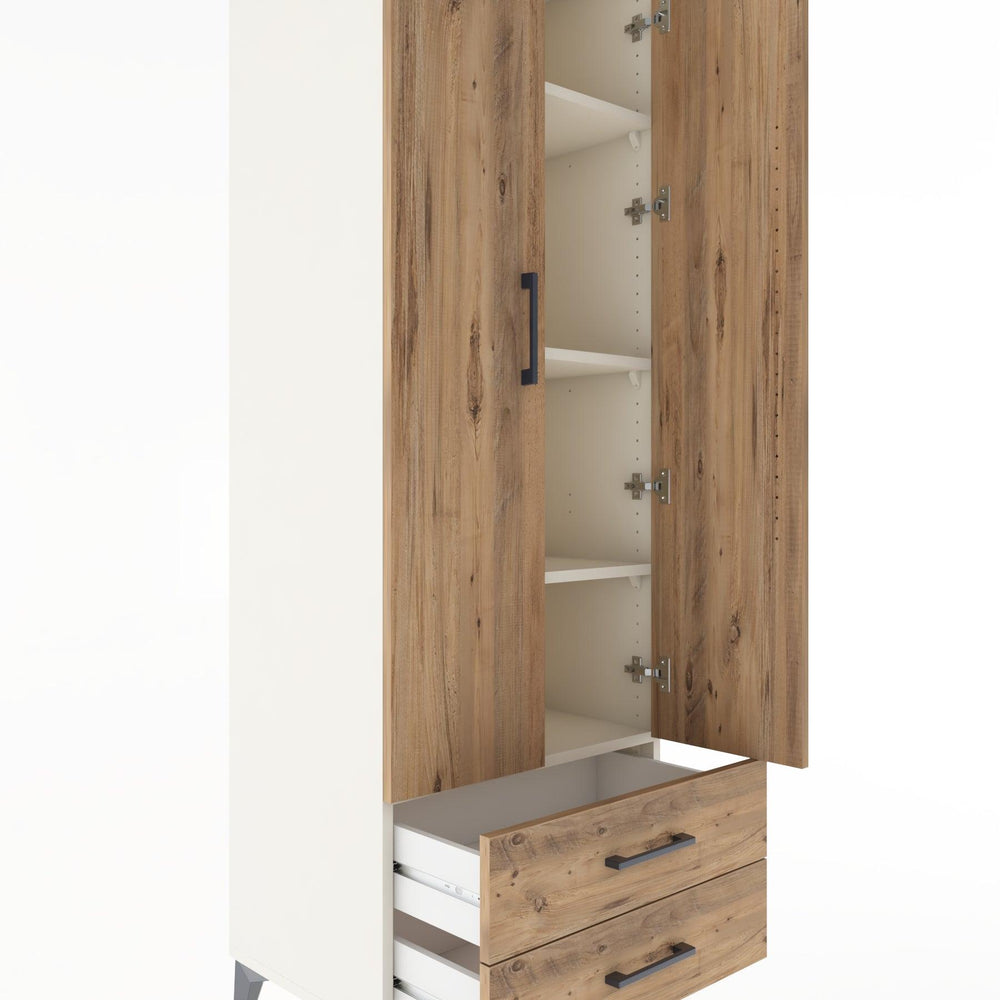 Woodntry Modüler Dolap Aytaşı 60x44x170 cm Kapaklı ve Çekmeceli KC7-1