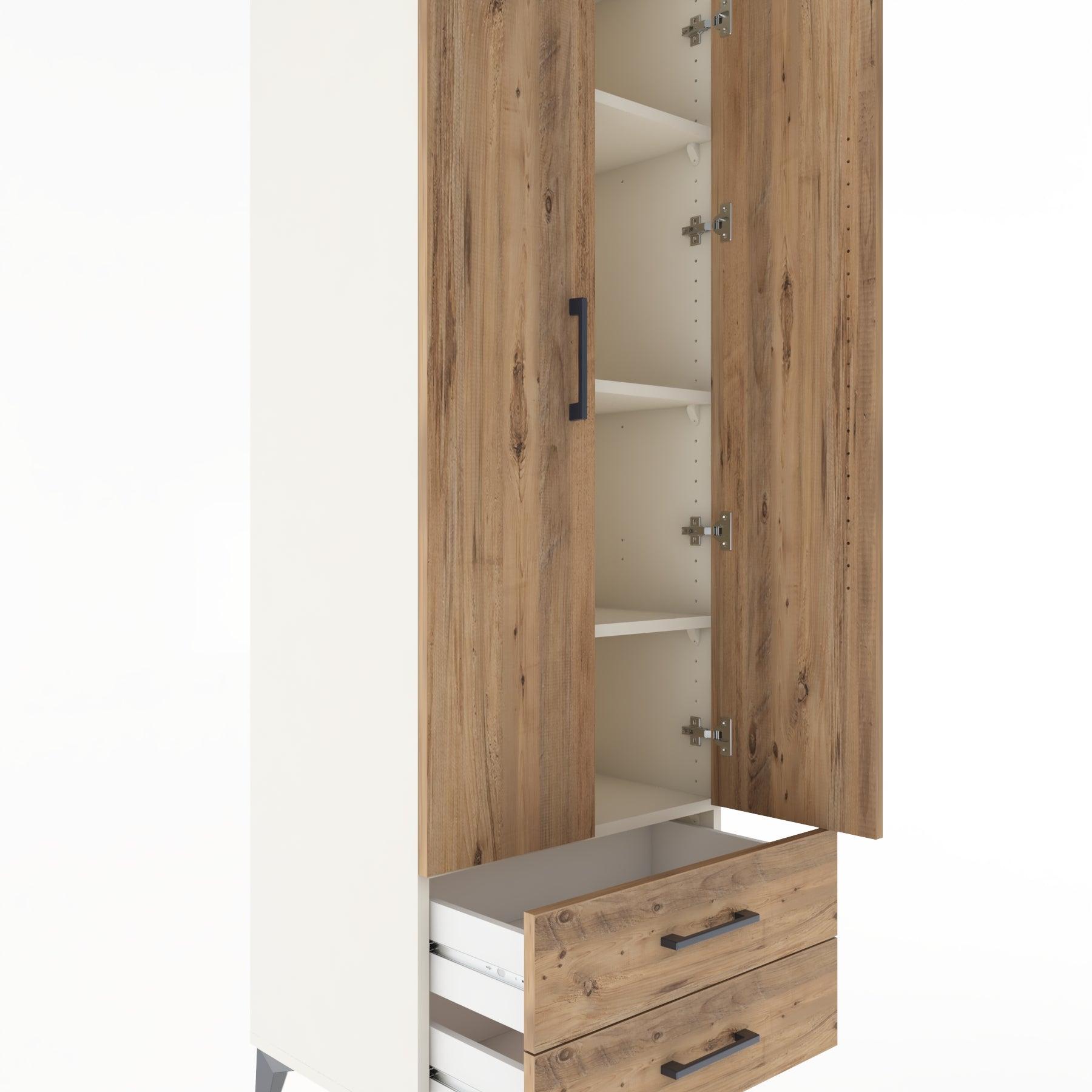 Woodntry Modular Cabinet Moonstone 60x44x170 cm with Doors and Drawers KC7-1