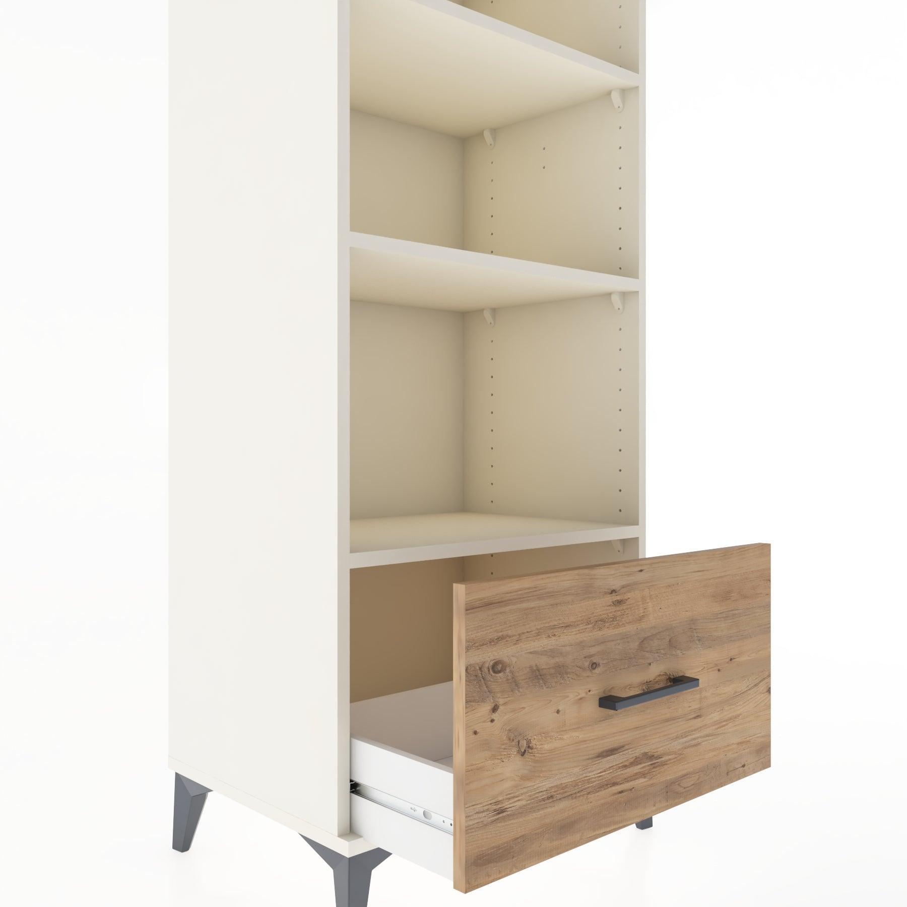 Woodntry Modular Cabinet Moonstone 60x44x170 cm with Drawers and Shelves CR44-1