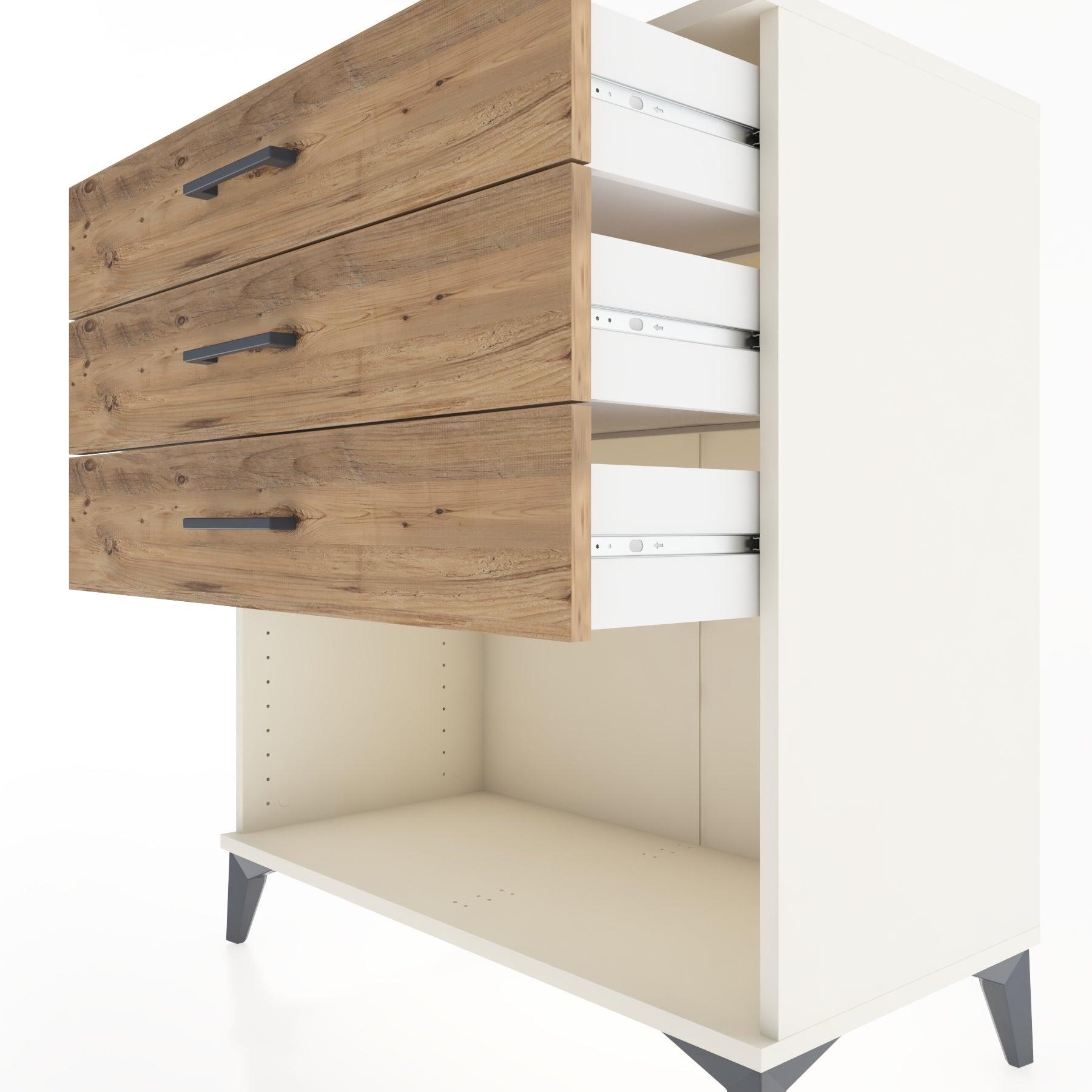 Woodntry Modüler Şifonyer Aytaşı 88x44x84 cm Çekmeceli ve Raflı CR11-1
