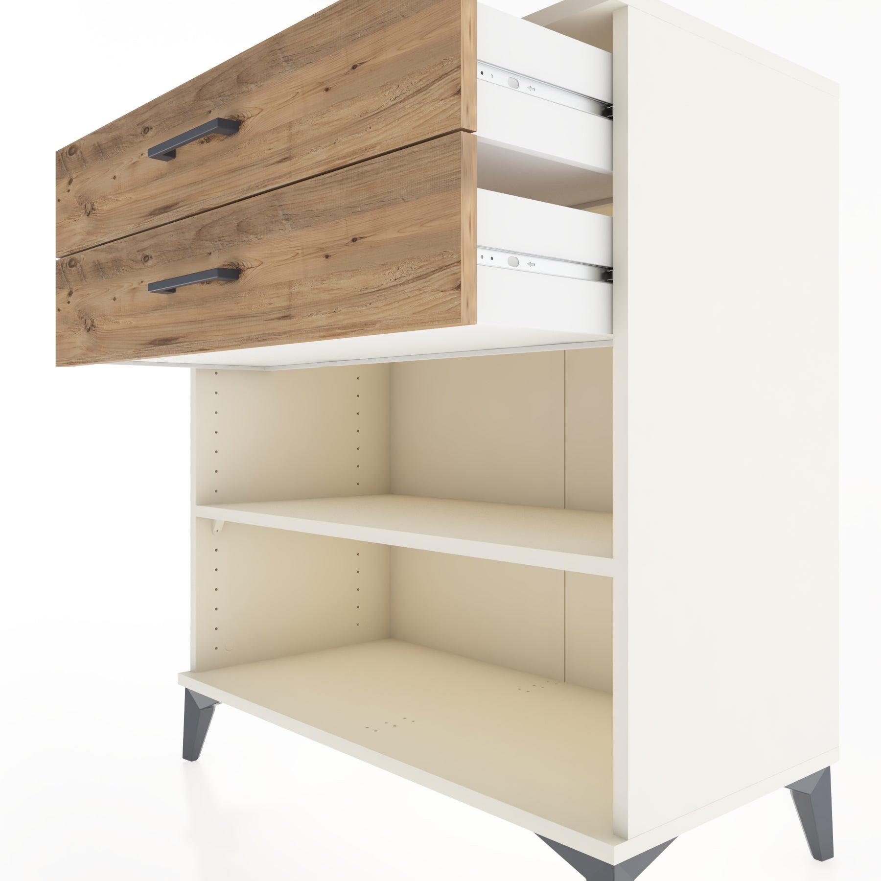 Woodntry Modüler Şifonyer Aytaşı 88x44x84 cm Çekmeceli ve Raflı CR14-1