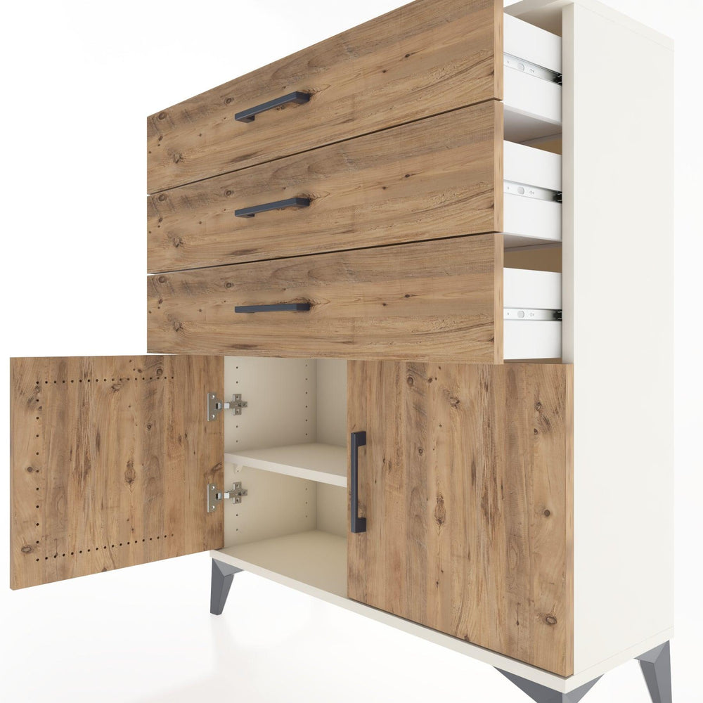 Woodntry Modüler Şifonyer Aytaşı 88x30x94 cm Kapaklı ve Çekmeceli KC8-1