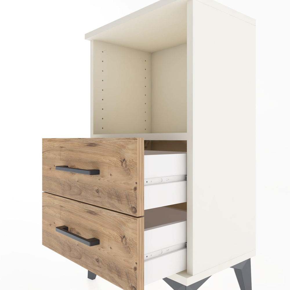 Woodntry Modüler Komodin 2 Çekmece ve Raflı V2 44x30x68 cm Aytaşı - Woodntry