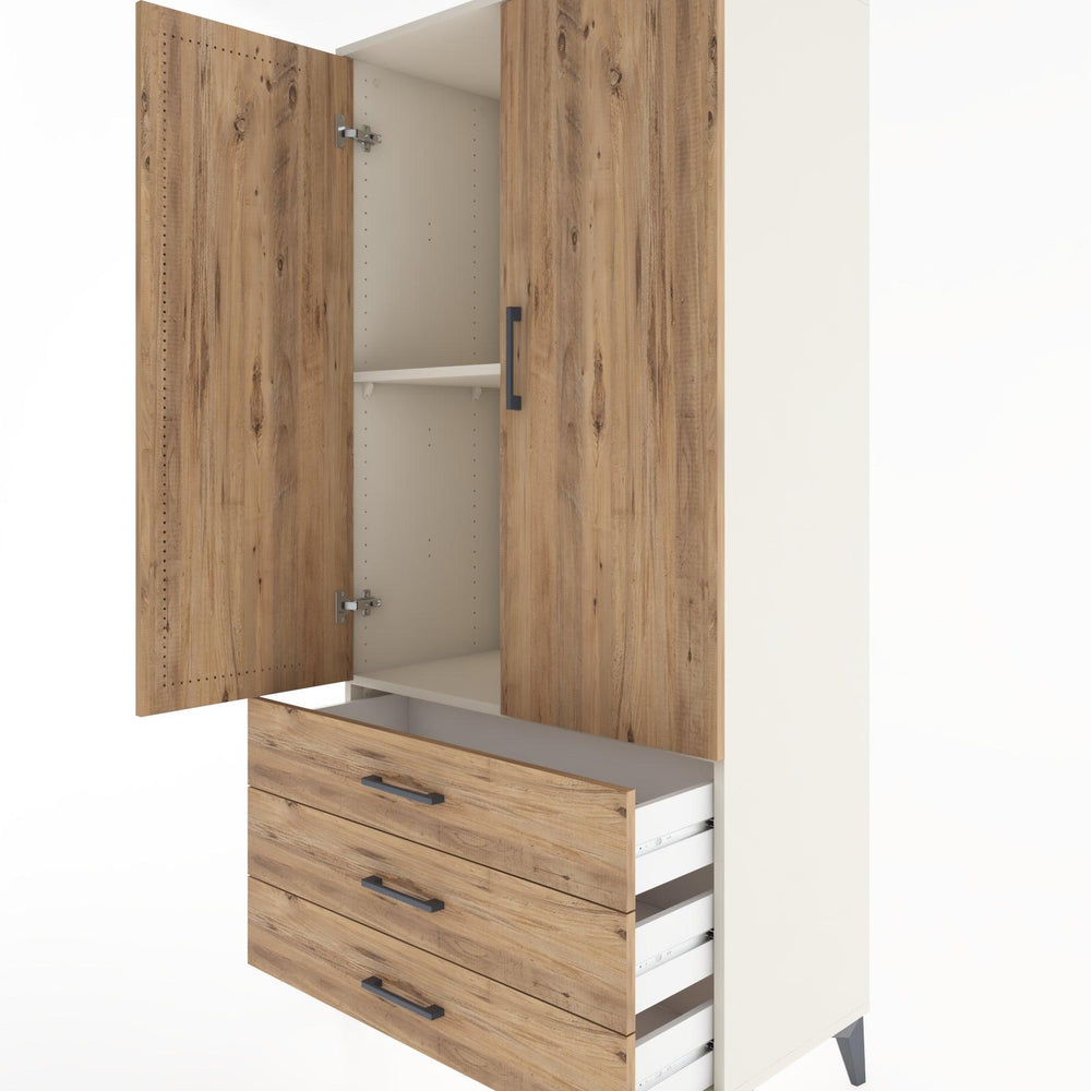 Woodntry Modular Cabinet Moonstone 88x44x170 cm with Doors and Drawers KC6-1