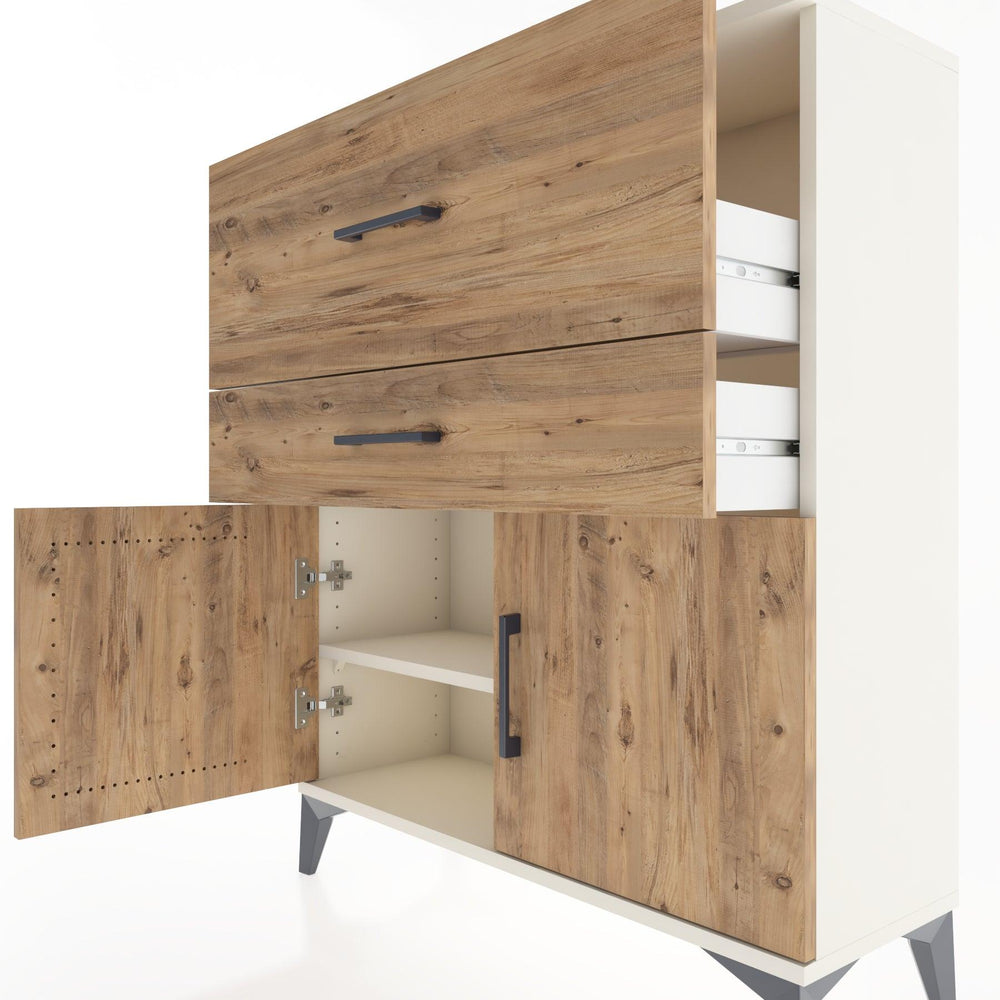 Woodntry Modüler Şifonyer Aytaşı 88x30x94 cm Kapaklı ve Çekmeceli KC12-1