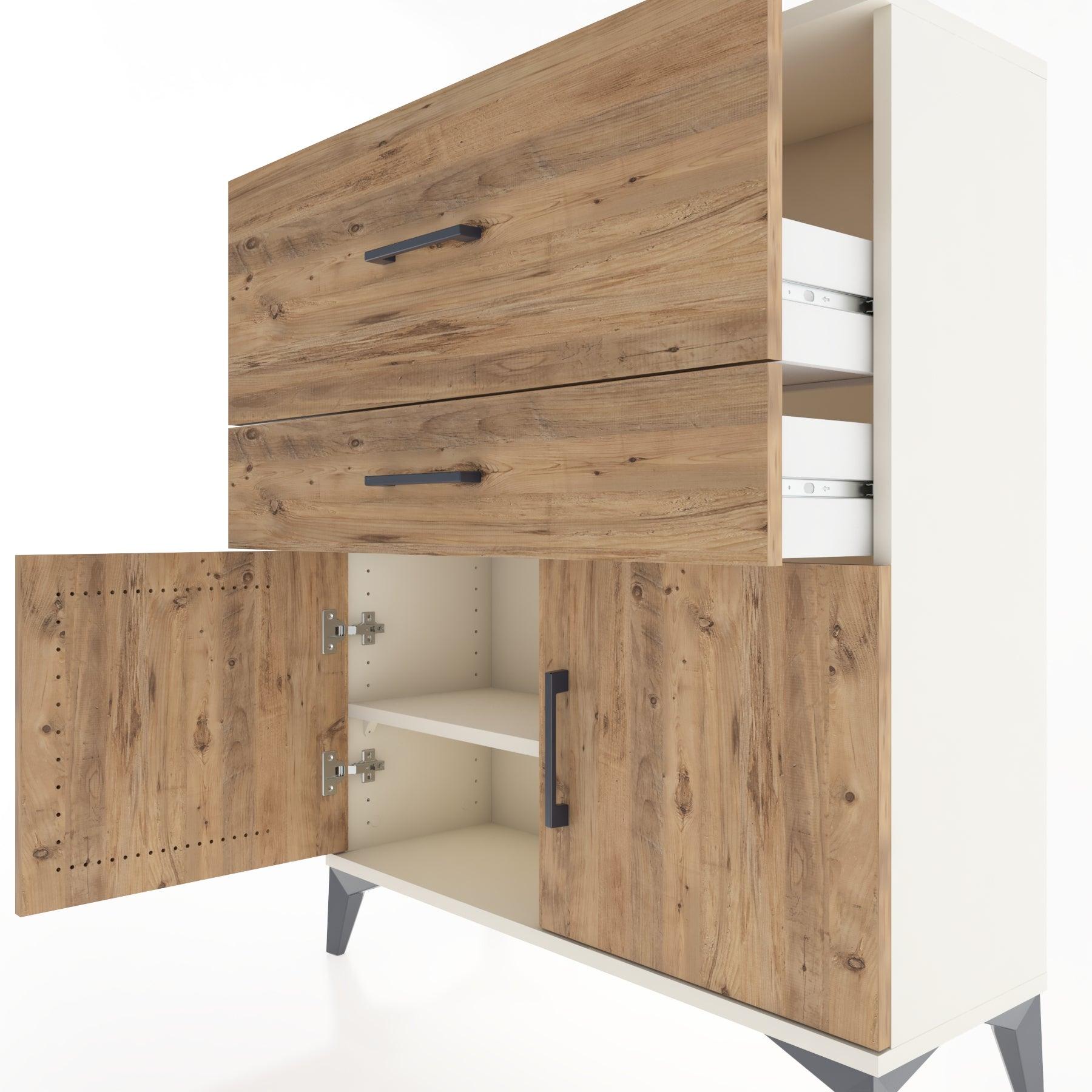 Woodntry Modüler Şifonyer Aytaşı 88x30x94 cm Kapaklı ve Çekmeceli KC12-1