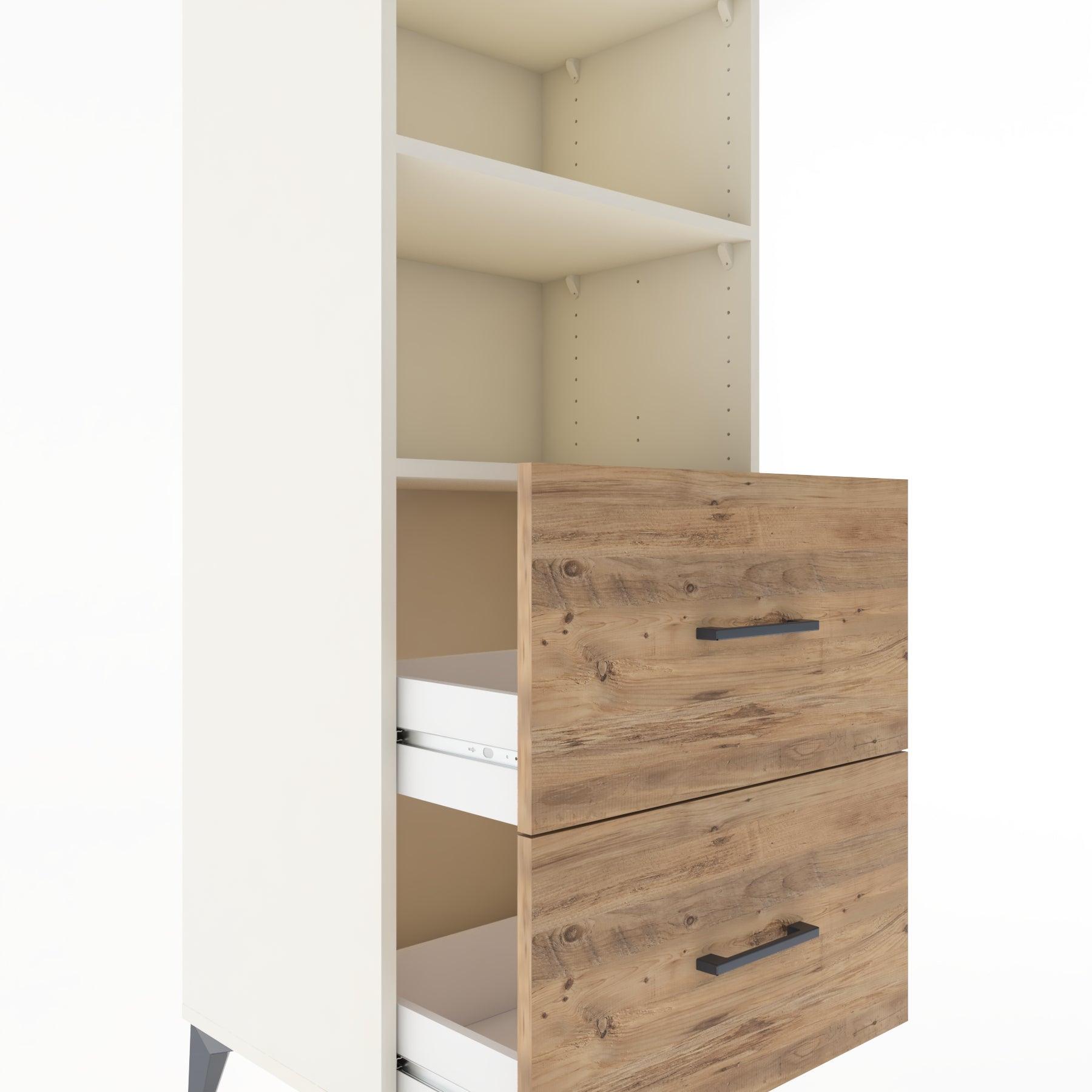 Woodntry Modüler Dolap Aytaşı 60x44x170 cm Çekmeceli ve Raflı CR48-1