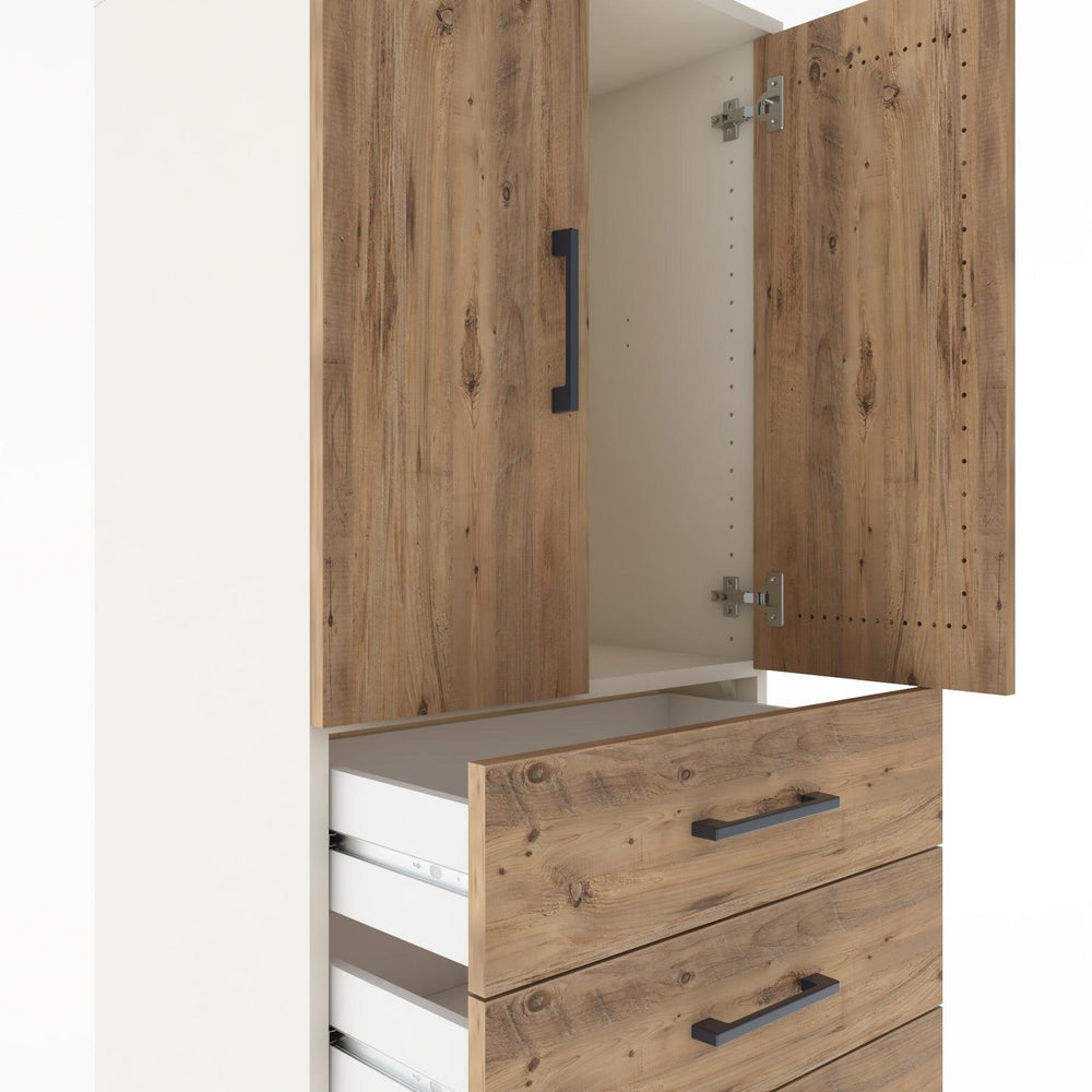 Woodntry Modular Cabinet Moonstone 60x44x170 cm with Doors and Drawers KC12-1