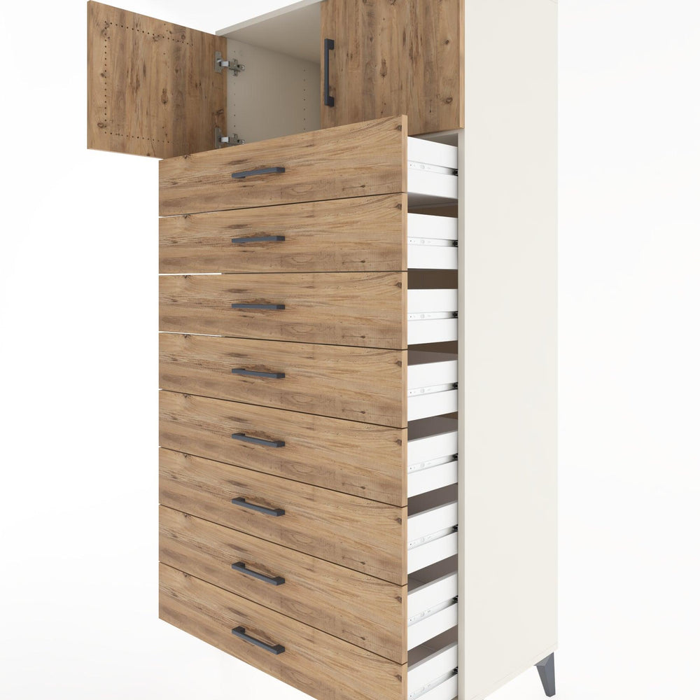 Woodntry Modüler Dolap Aytaşı 88x44x170 cm Kapaklı ve Çekmeceli KC1-1