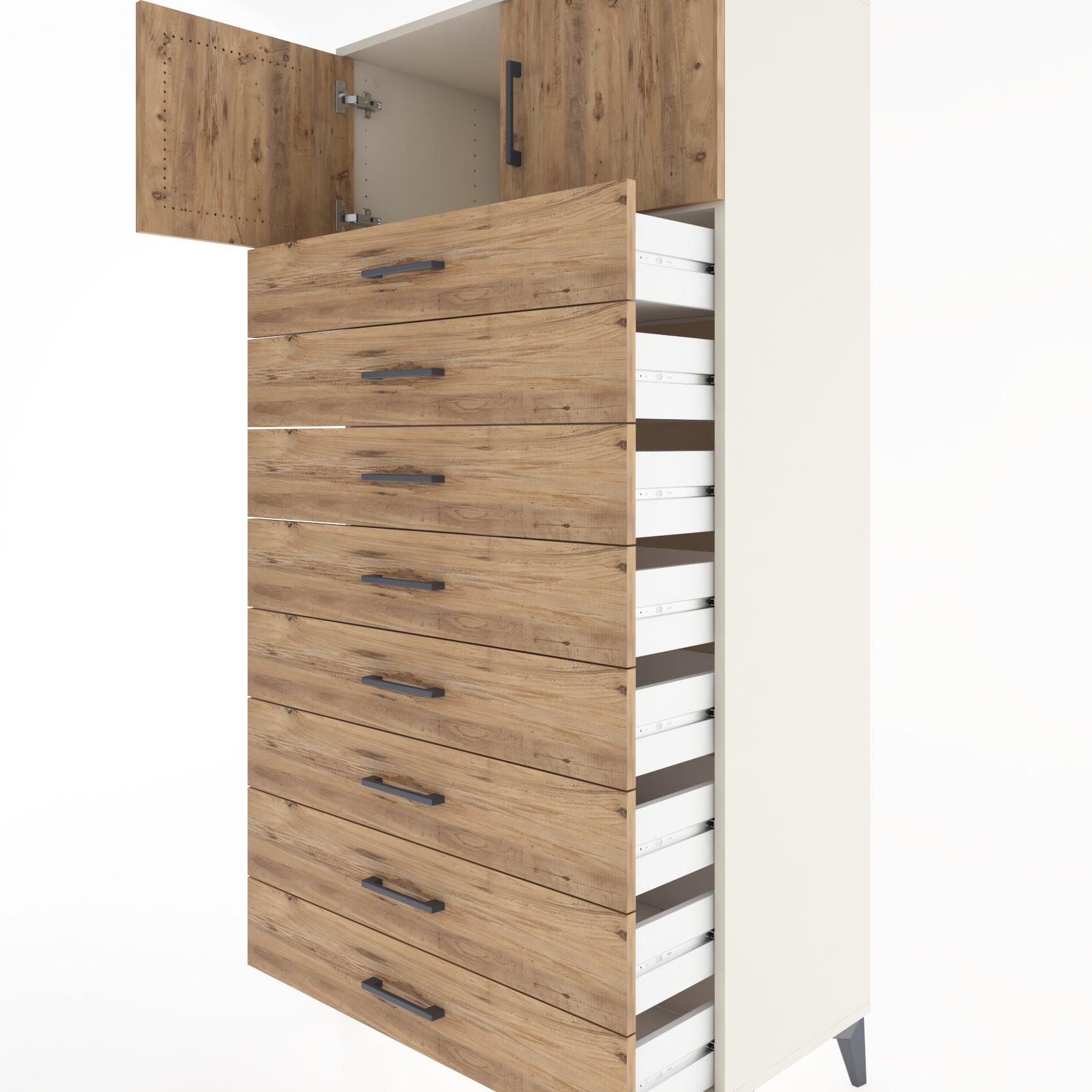 Woodntry Modular Cabinet Moonstone 88x44x170 cm with Doors and Drawers KC1-1