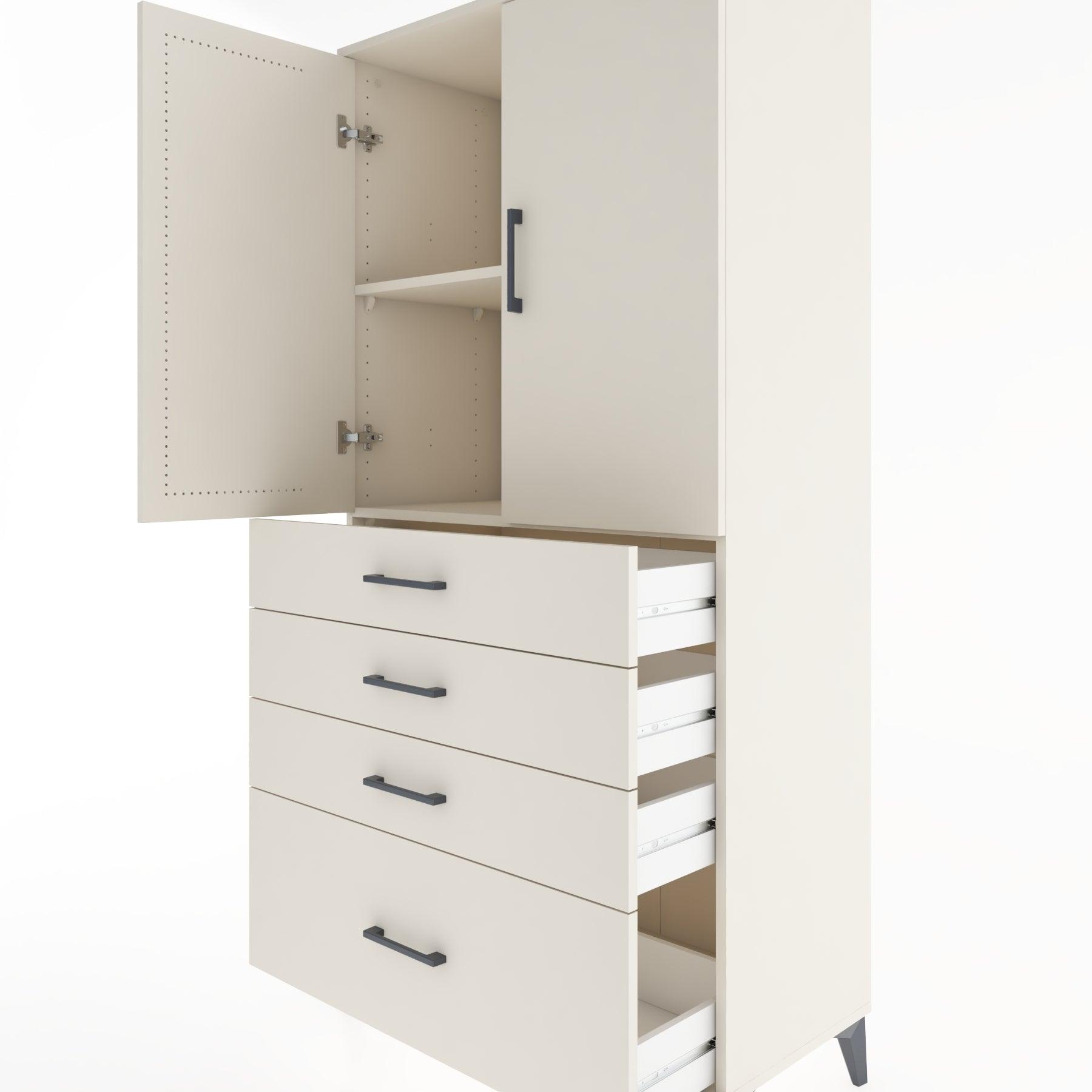 Woodntry Modular Cabinet Moonstone 88x44x170 cm with Doors and Drawers KC13-1