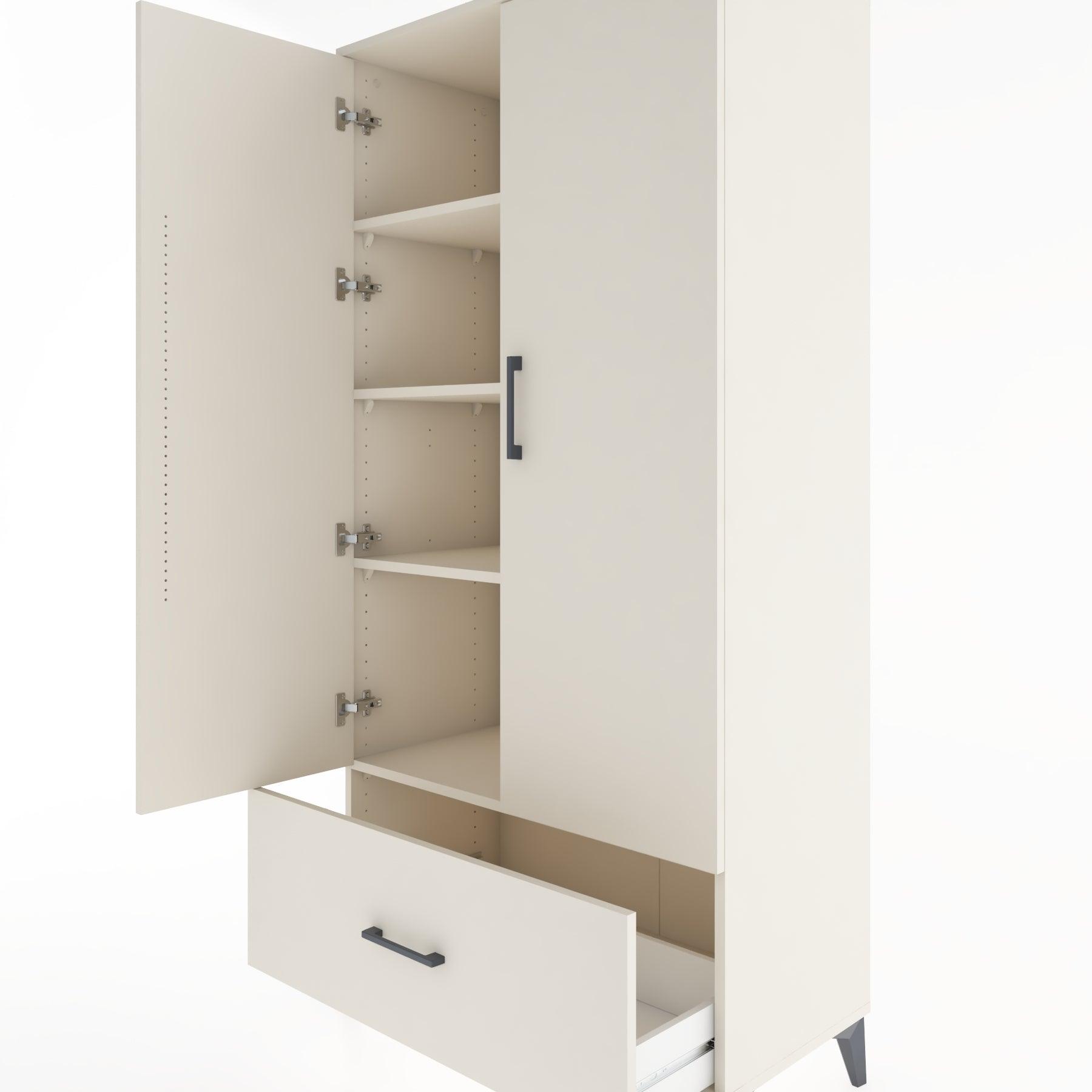 Woodntry Modular Cabinet Moonstone 88x44x170 cm with Doors and Drawers KC16-1
