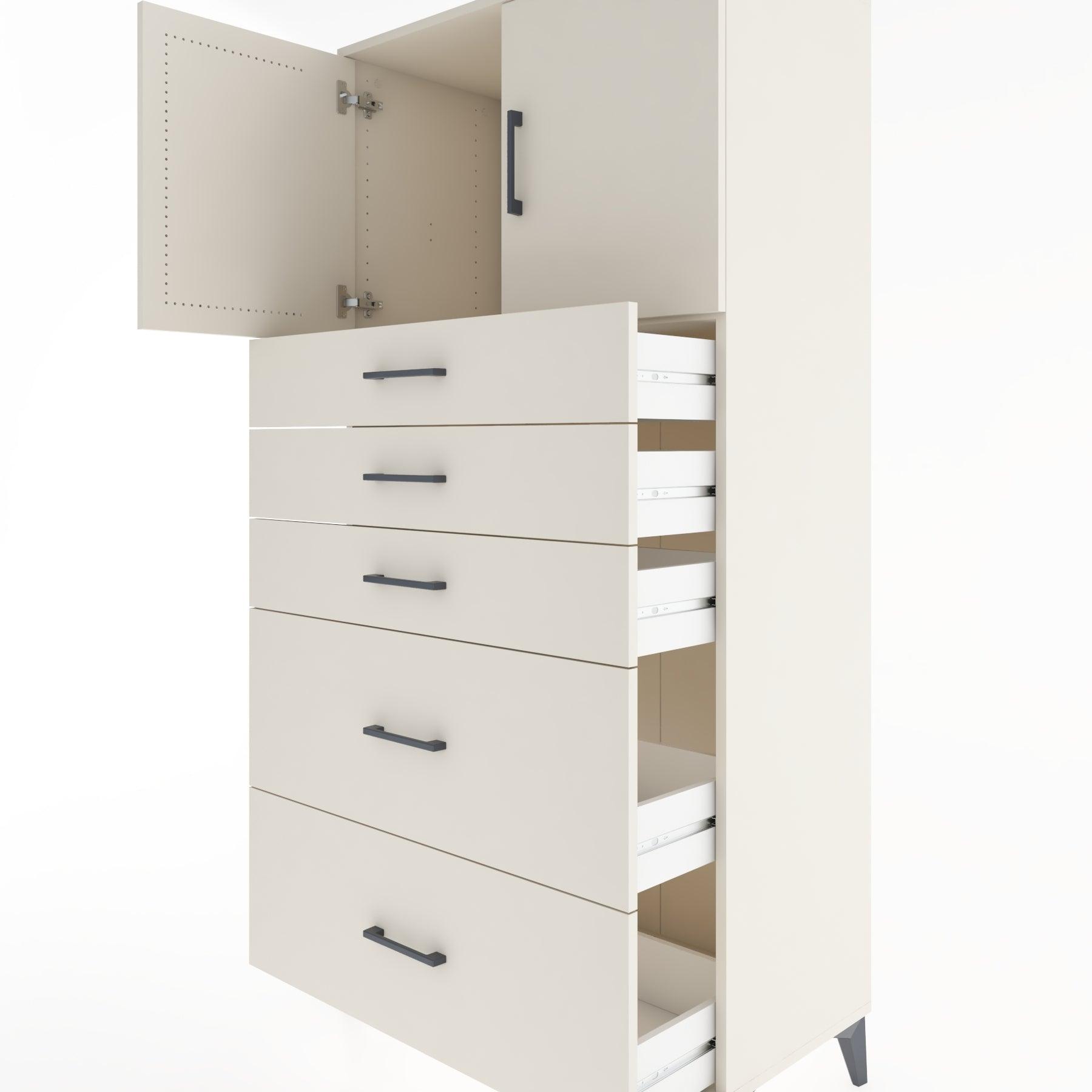 Woodntry Modular Cabinet Moonstone 88x44x170 cm with Doors and Drawers KC18-1
