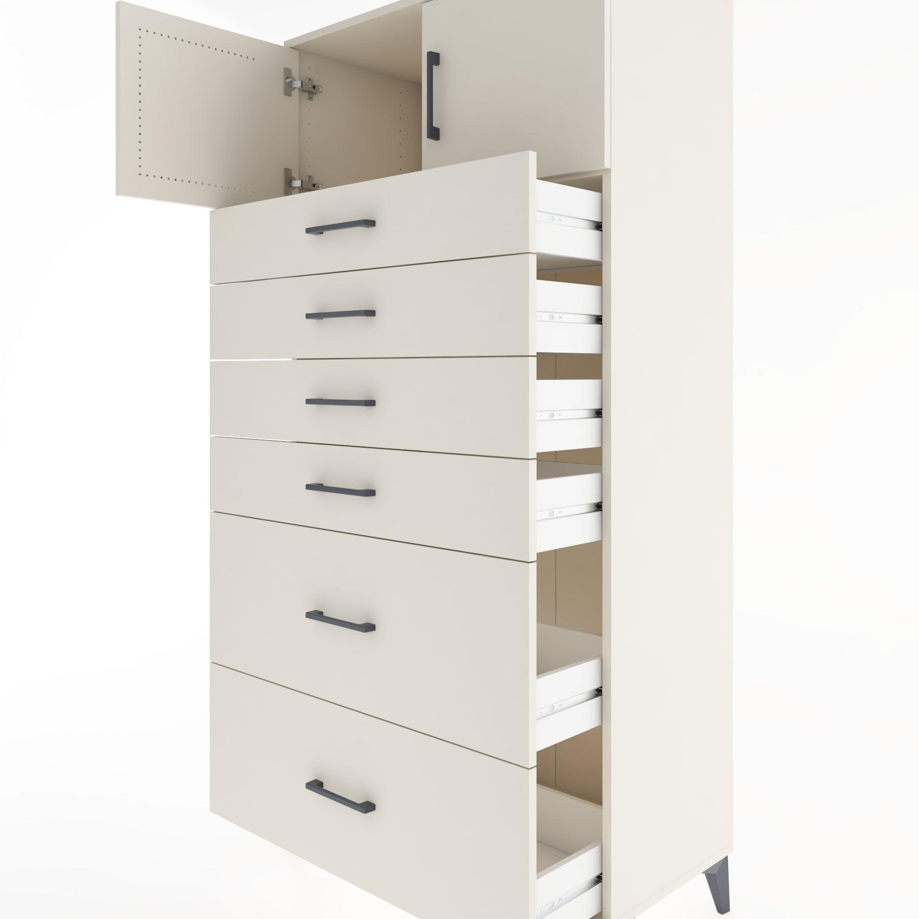 Woodntry Modular Cabinet Moonstone 88x44x170 cm with Doors and Drawers KC17-1